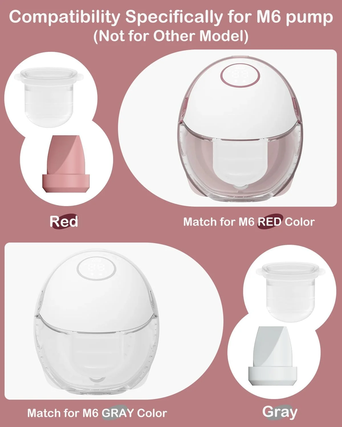 8 قطعه لوازم جانبی جایگزین پمپ سینه M6، شامل 6 عدد دریچه اردکی و 2 عدد دیافراگم برای مدل موبایل مام کوزی | M6، جایگزینی برای قطعات پمپ مام کوزی، قطعات غیراصلی، 8 قطعه قرمز