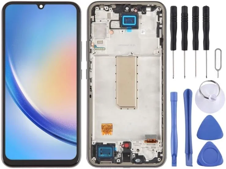 قطعات یدکی جایگزین تلفن همراه برای گلکسی A34 5G SM-A346B OLED LCD صفحه نمایش دیجیتایزر مجموعه کامل با قاب نمایشگر موبایل