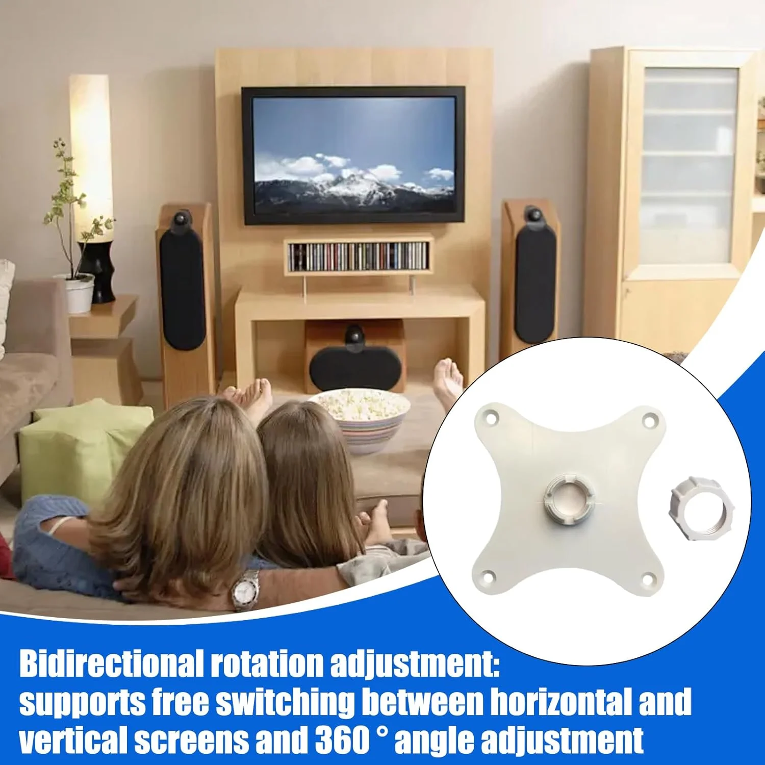 آداپتور براکت نصب مانیتور با سوراخ 75 میلی‌متری - آداپتور براکت مانیتور، قطعات جایگزین افقی و عمودی با سر توپی 17 میلی‌متری برای پروژکتور صفحه نمایش دیجیتال، سرگرمی سیار، هتل و فضای نشیمن