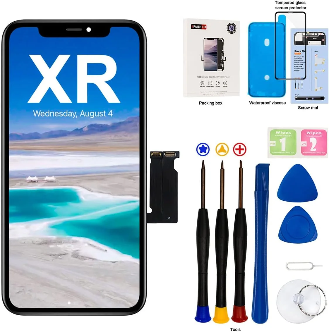 تعویض صفحه نمایش LCD آیفون XR مدل EFAITHFIX سایز 6.1 اینچ به همراه فریم، تاچ سه بعدی و کیت ابزار تعمیرات مناسب برای مدل های A1984/A2105/A2106/A2108 به همراه چسب ضد آب و محافظ صفحه شیشه ای تعویض صفحه نمایش LCD آیفون XR مدل EFAITHFIX سایز 6.1 اینچ به همراه فریم، تاچ سه بعدی و کیت ابزار تعمیرات مناسب برای مدل های A1984/A2105/A2106/A2108 به همراه چسب ضد آب و محافظ صفحه شیشه ای
