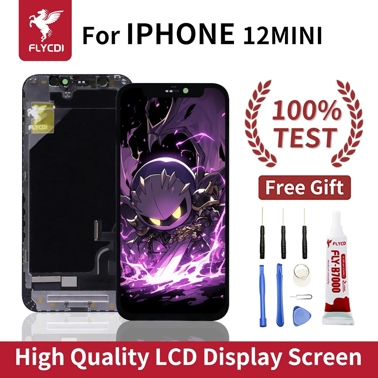 کیت تعویض صفحه نمایش LCD آیفون 12 مینی FLYCDI، صفحه نمایش INCELL IC قابل جابجایی، به همراه ابزار نصب، روشنایی بالا، قطعات تعمیر تلفن همراه (مخصوص آیفون 12 مینی INCELL IC قابل جابجایی)