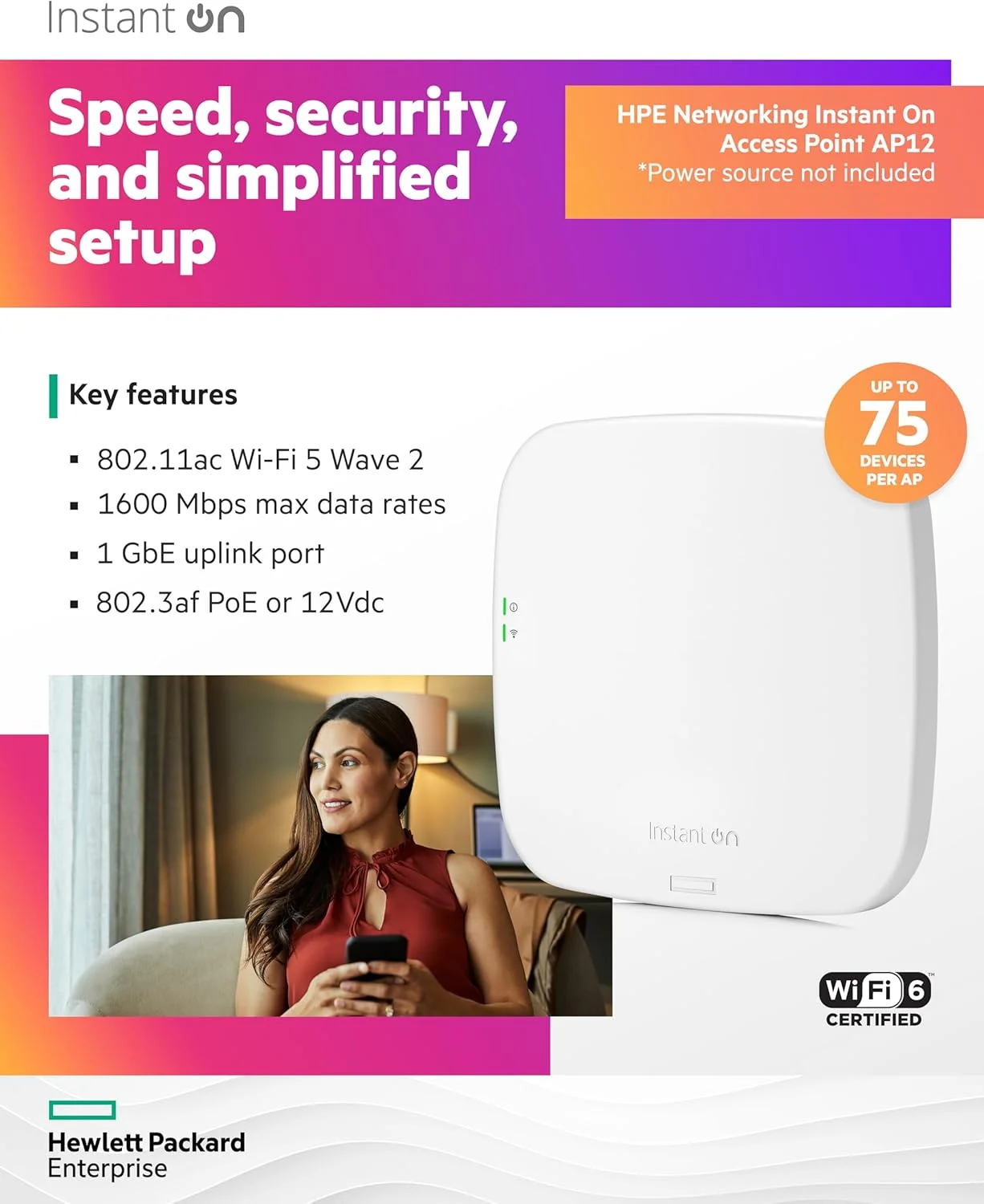 اکسس پوینت داخلی Aruba Instant On AP12 - بدون منبع تغذیه - R2X00A