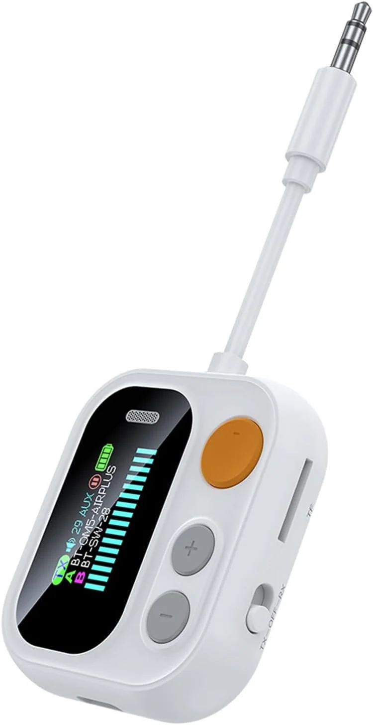 فرستنده گیرنده بی سیم | آداپتور بی سیم برای هدفون - گیرنده صوتی قابل حمل با صفحه نمایش رنگی برای تلفن های همراه، کامپیوترها، تبلت ها، تلویزیون ها، دوستداران موسیقی و خودروها فرستنده گیرنده بی سیم | آداپتور بی سیم برای هدفون - گیرنده صوتی قابل حمل با صفحه نمایش رنگی برای تلفن های همراه، کامپیوترها، تبلت ها، تلویزیون ها، دوستداران موسیقی و خودروها
