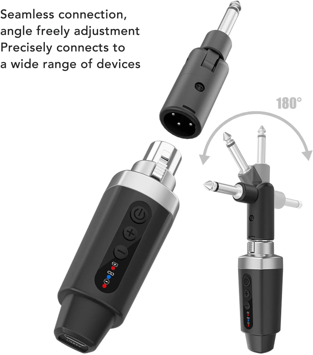 فرستنده و گیرنده XLR بی سیم، آداپتور میکروفون بی سیم UHF 3 پین برای میکروفون های کندانسور دینامیک، میکسرها، سیستم PA، گیتار