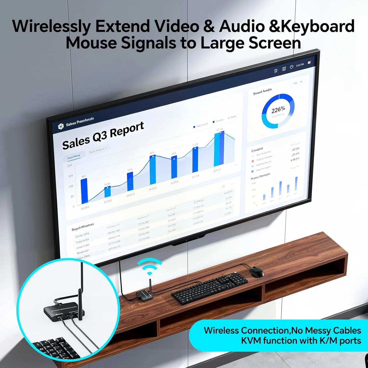 فرستنده و گیرنده HDMI بی‌سیم 200 متری/650 فوتی 1080P@60Hz با KVM، خروجی حلقه محلی، 2.5/5 گیگاهرتز، توسعه دهنده HDMI بی‌سیم برای انتقال صدا و تصویر به تلویزیون/پروژکتور/مانیتور صفحه بزرگ از لپ‌تاپ/کامپیوتر/دوربین