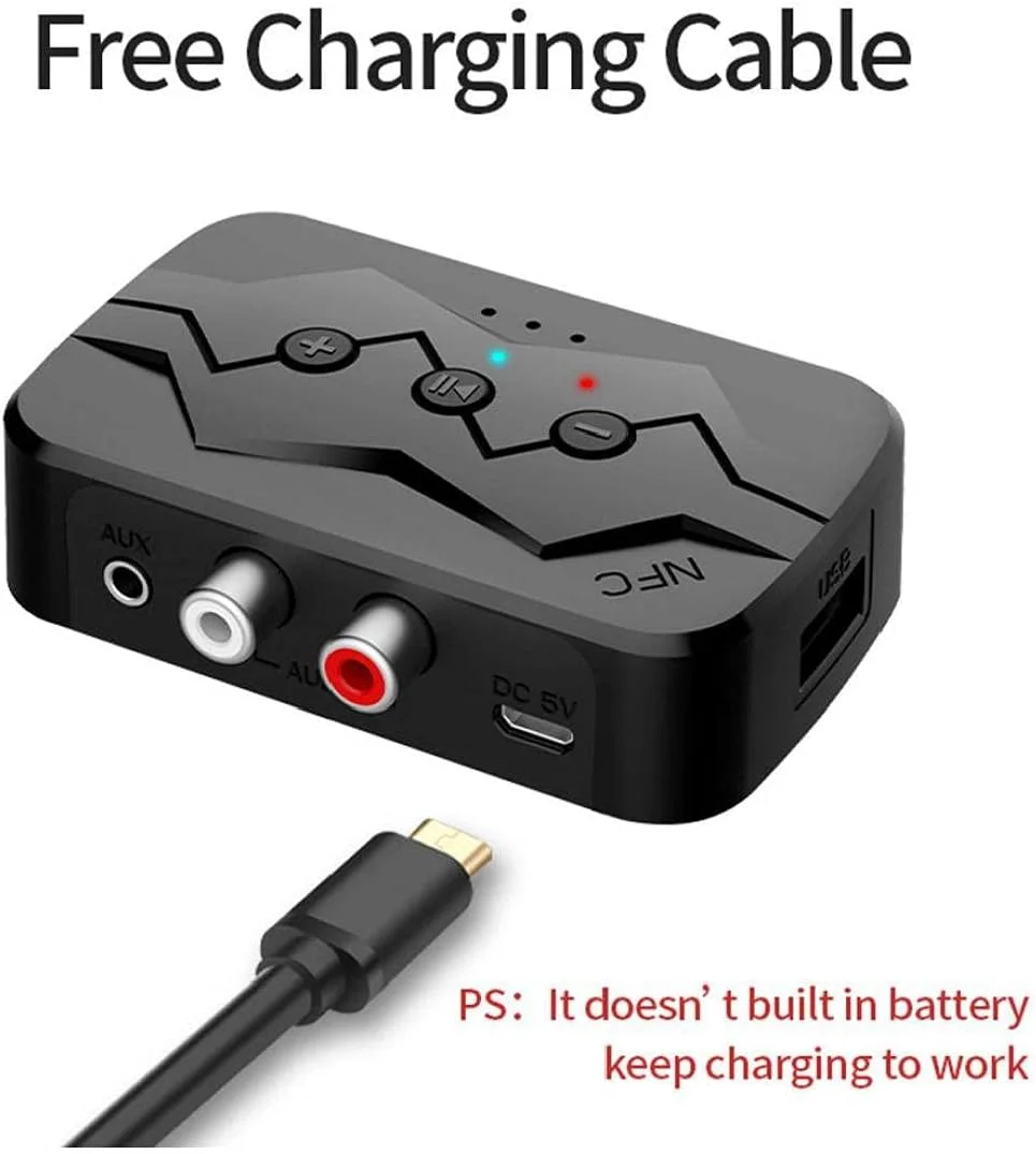 آداپتور صوتی و تصویری NFC 2in1 فرستنده گیرنده بی سیم با حالت سوئیچ یک کلیدی فرستنده گیرنده بلوتوث