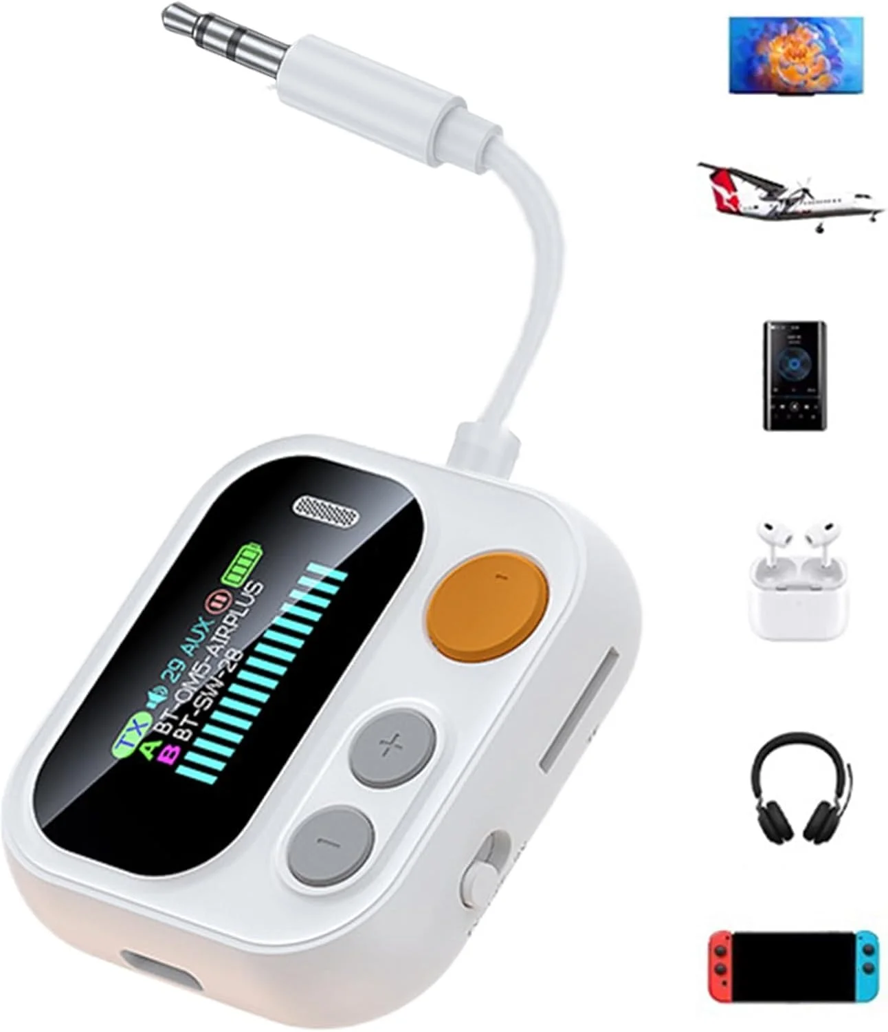 فرستنده و گیرنده صوتی بی سیم، آداپتور صوتی با صفحه نمایش رنگی برای کاربران استریو خانگی، مسافران، خودروها، تلفن های همراه، دوستداران موسیقی، بلندگوها و علاقه مندان