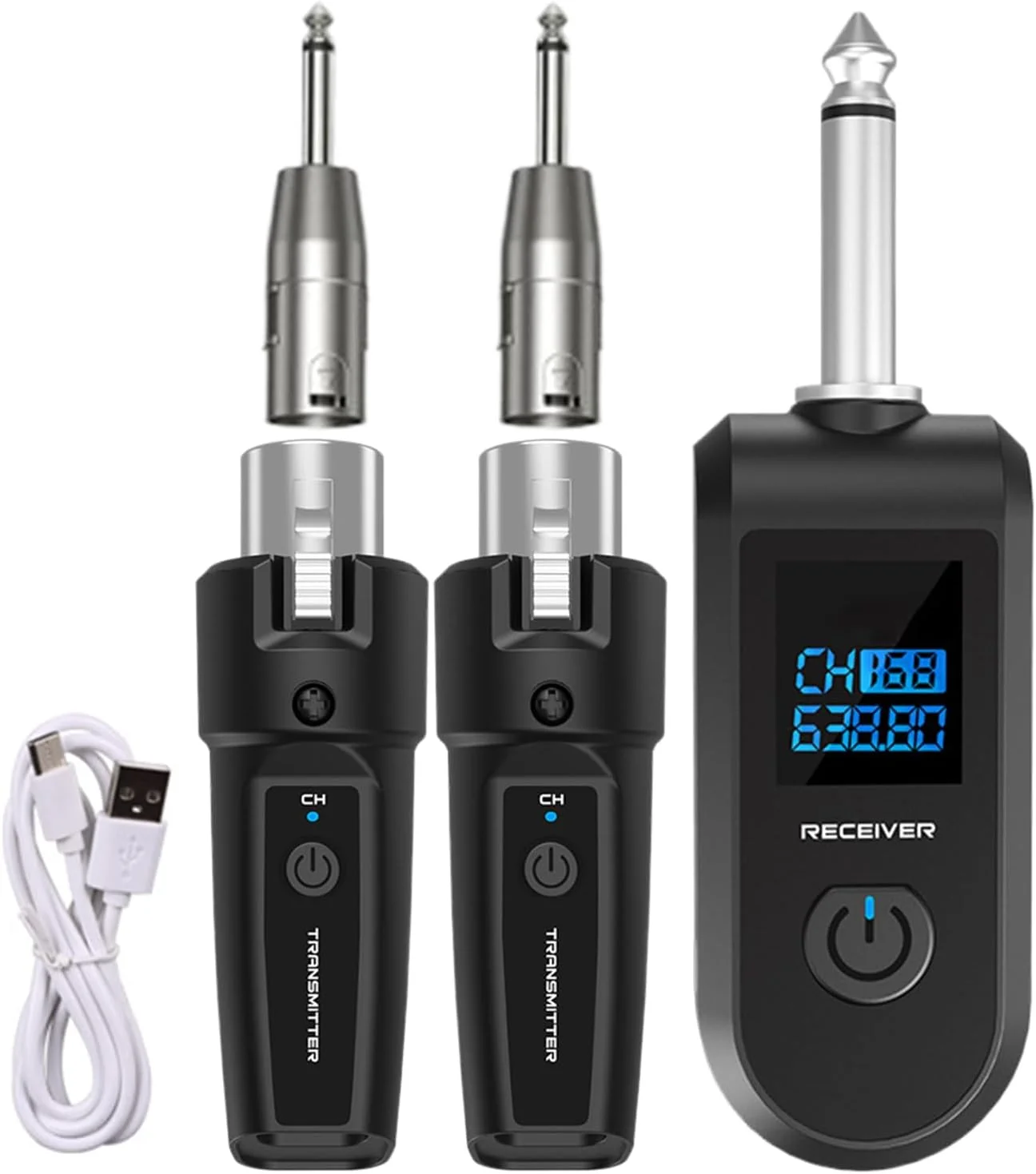 سیستم میکروفون بی سیم - آداپتور میکروفون دینامیک صوتی بی سیم 10 کاناله | فرستنده و گیرنده پلاگین برای گیتار باس و سازهای الکتریکی