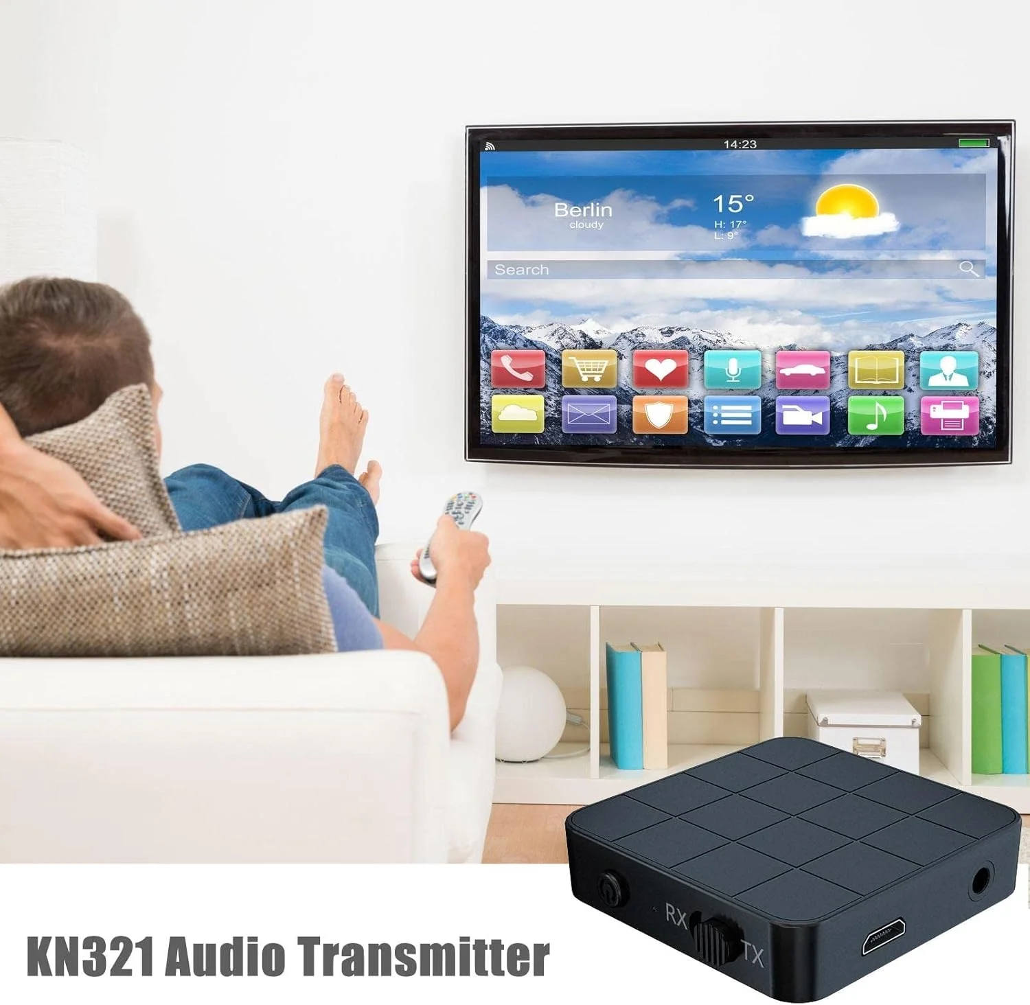 آداپتور صوتی بی سیم 2 عددی | گیرنده فرستنده صوتی بلوتوث 5.0 کوچک و قابل حمل - حمل آسان با تأخیر کم