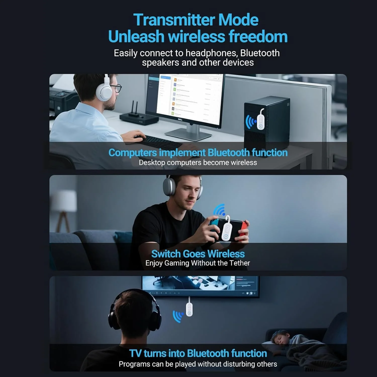 فرستنده گیرنده بلوتوث 5.4 برای هواپیما، آداپتور صوتی بی سیم 3.5 میلی متری، پشتیبانی از هدفون، فرستنده صوتی بی سیم برای پرواز، تلویزیون، استریو ماشین، PS4