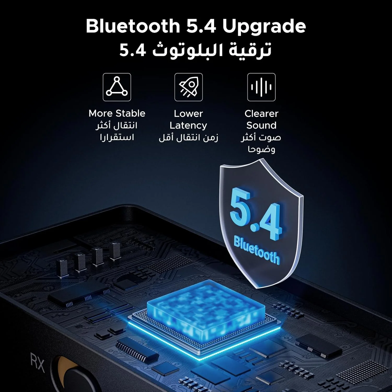 فرستنده و گیرنده بلوتوث 5.4 UGREEN، آداپتور صوتی AUX 3.5 میلی‌متری جفت دوتایی با میکروفون داخلی برای تماس‌های هندزفری، آداپتور بلوتوث بی‌سیم 2 در 1 سازگار با بلندگوهای خودرو و استریو خانگی