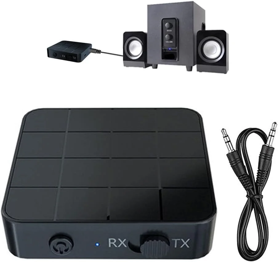 فرستنده و گیرنده صوتی آداپتور بی سیم اسپلیتر با تاخیر کم به همراه کابل AUX 3.5 میلی متری، تجهیزات صوتی با کیفیت