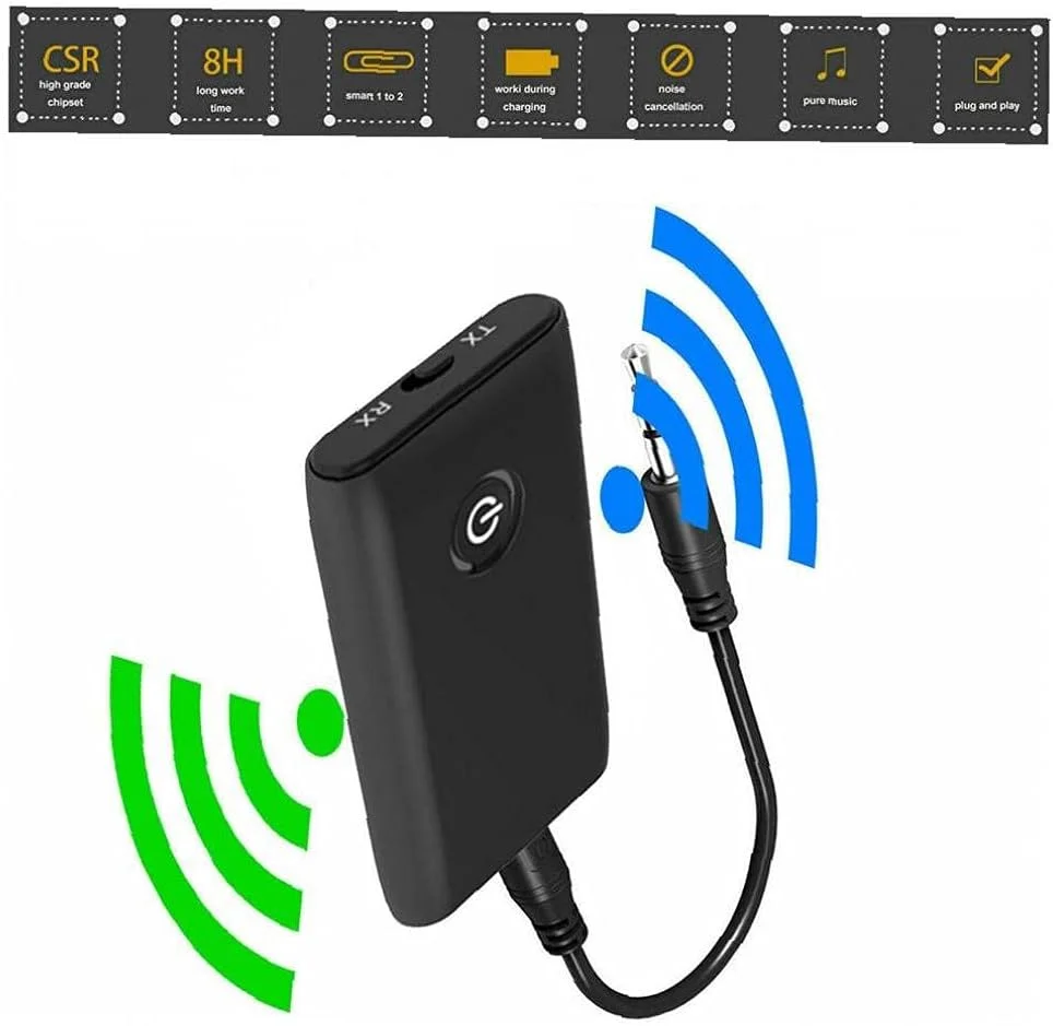 آداپتور صوتی بی سیم 3.5 میلی متری 2 در 1 فرستنده گیرنده، گیرنده قابل حمل برای سیستم صوتی خانگی و لوازم الکترونیکی