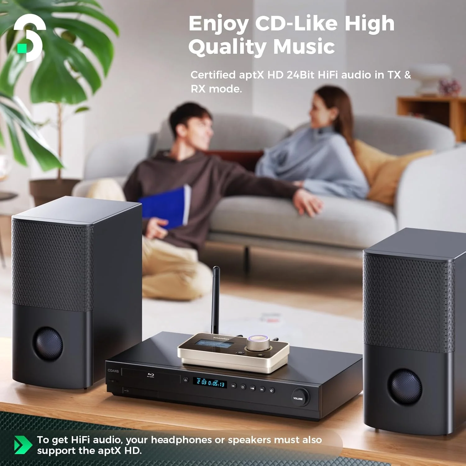 فرستنده بلوتوث 5.2 SOOMFON برای تلویزیون، گیرنده بلوتوث 3 در 1 برای استریو خانگی Aptx با تأخیر کم و HD برای هدفون های بی سیم، اتصال دوگانه با صفحه نمایش LCD و تنظیم صدا، Optical AUX RCA