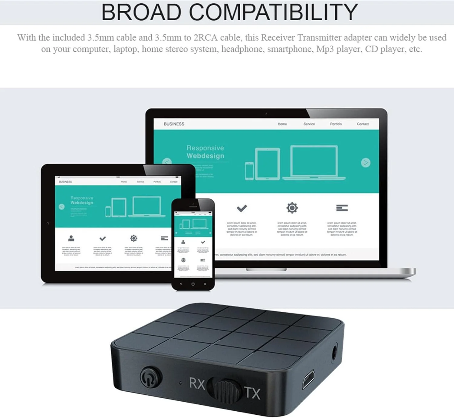فرستنده و گیرنده صوتی BT 5.0 | آداپتور بلوتوثی 2 در 1 مینی قابل حمل با جک 3.5 میلی متری، آداپتور صوتی بی سیم با تأخیر کم و حمل آسان
