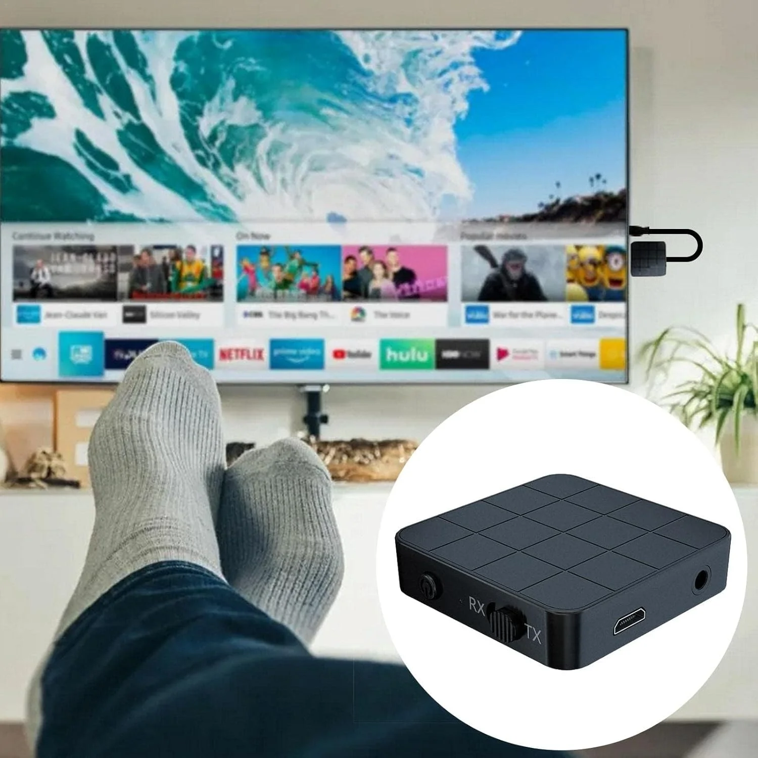 فرستنده و گیرنده صوتی BT 5.0 | آداپتور بلوتوثی 2 در 1 مینی قابل حمل با جک 3.5 میلی متری، آداپتور صوتی بی سیم با تأخیر کم و حمل آسان