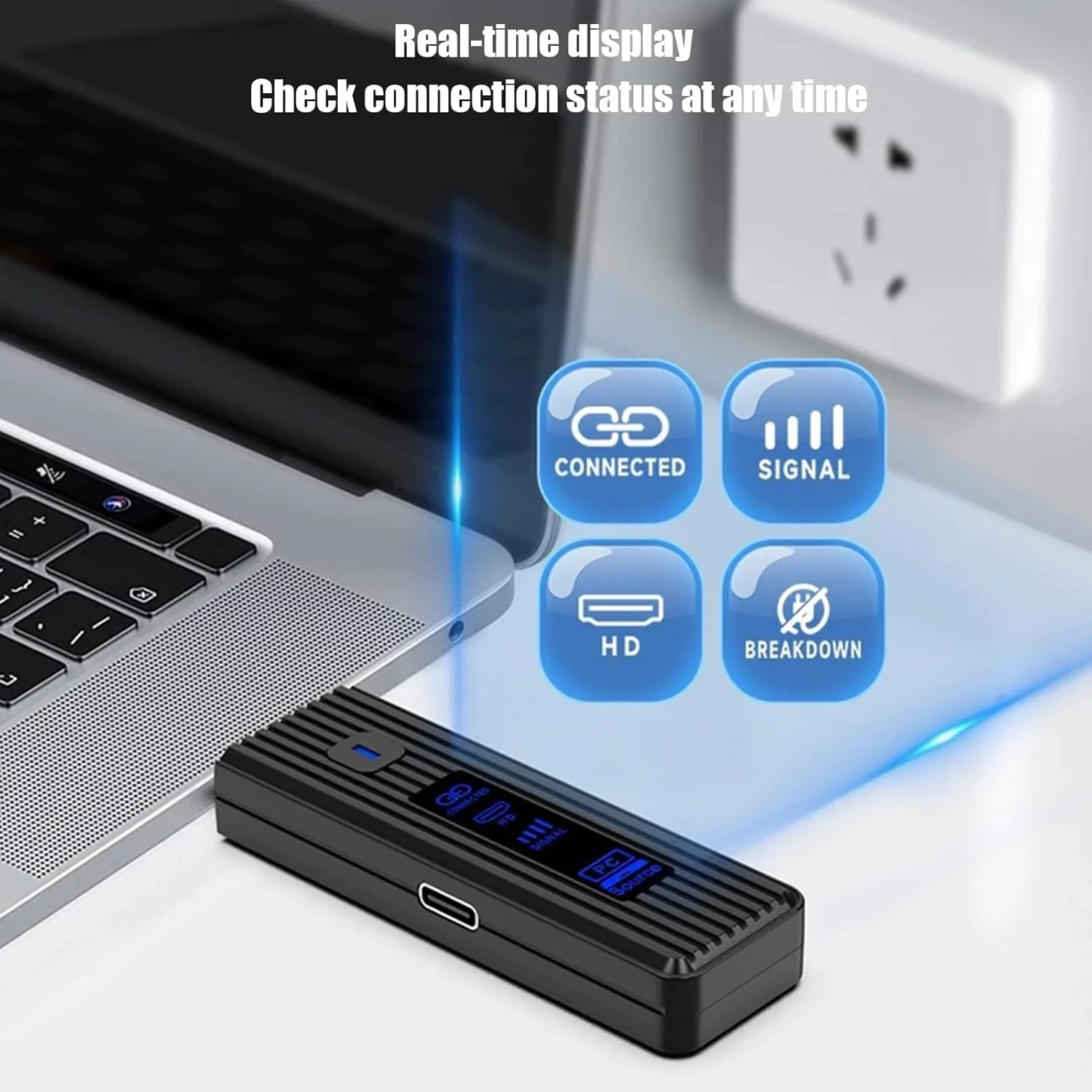 فرستنده و گیرنده بی سیم قابل حمل، فرستنده و گیرنده صوتی Plug & Play - پشتیبانی از نمایشگر پروژکتور دستگاه پایدار و چند منظوره برای لوازم الکترونیکی، لپ تاپ و مانیتور