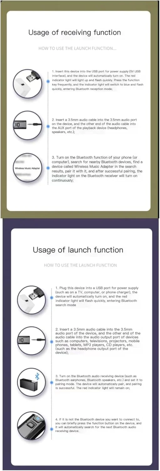 فرستنده و گیرنده صوتی بی سیم برای هدفون های بی سیم - قابل استفاده با هر جک صوتی 3.5 میلی متری برای هواپیما، تجهیزات ورزشی، تلویزیون، آیپد/تبلت و آداپتور بلوتوث خودرو/AUX