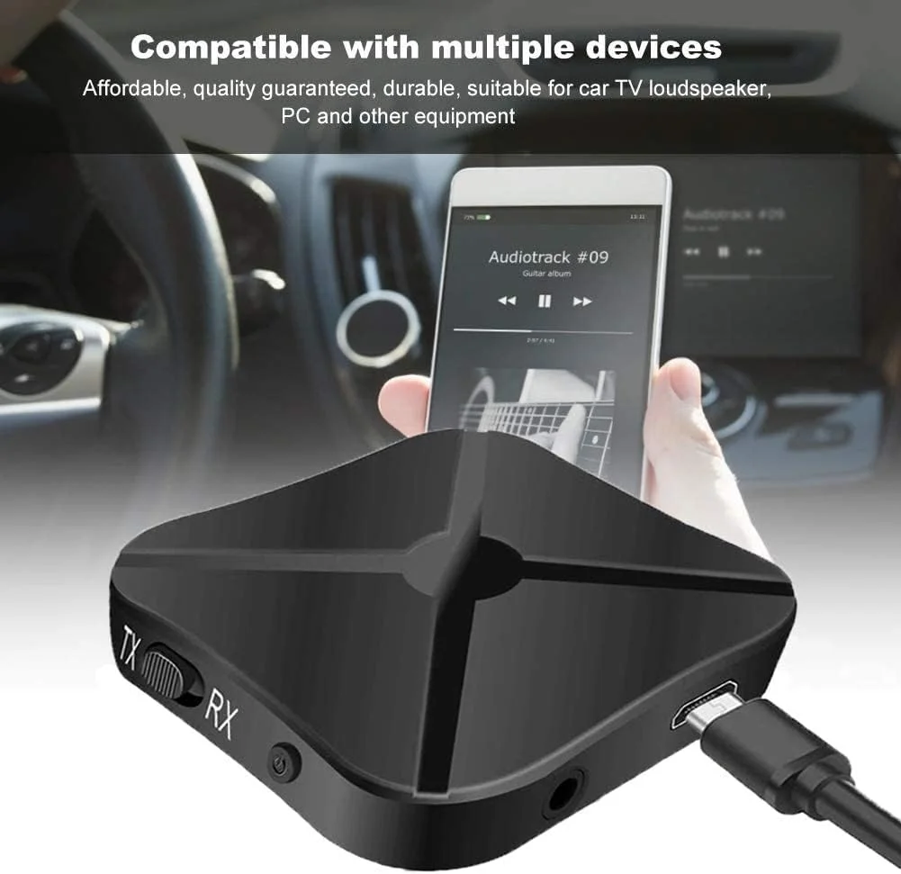 فرستنده و گیرنده صوتی بلوتوث 5.0 NALACAL، آداپتور صوتی بی سیم بلوتوث 2 در 1 مناسب برای رایانه شخصی، تلویزیون، هدفون، ساندبار، تلویزیون خودرو، بلندگو، MP3، سیستم استریو خانگی