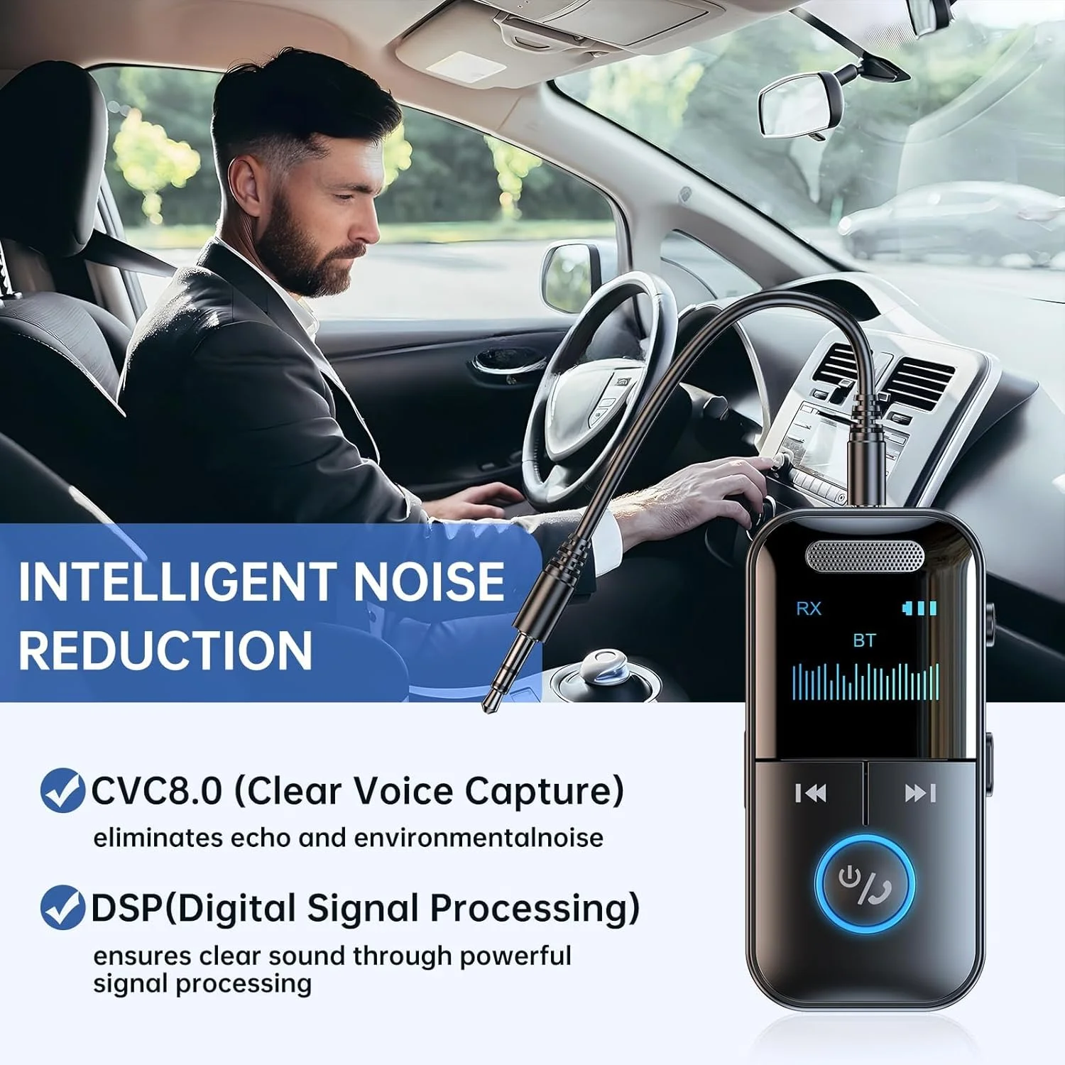 فرستنده و گیرنده صوتی بلوتوث 5.4 NALACAL، آداپتور بی سیم 4 در 1 برای هواپیما، خودرو، تلویزیون، لپ تاپ، رادیو با تأخیر کم، صفحه نمایش HD، پشتیبانی از کارت TF، اتصال AUX