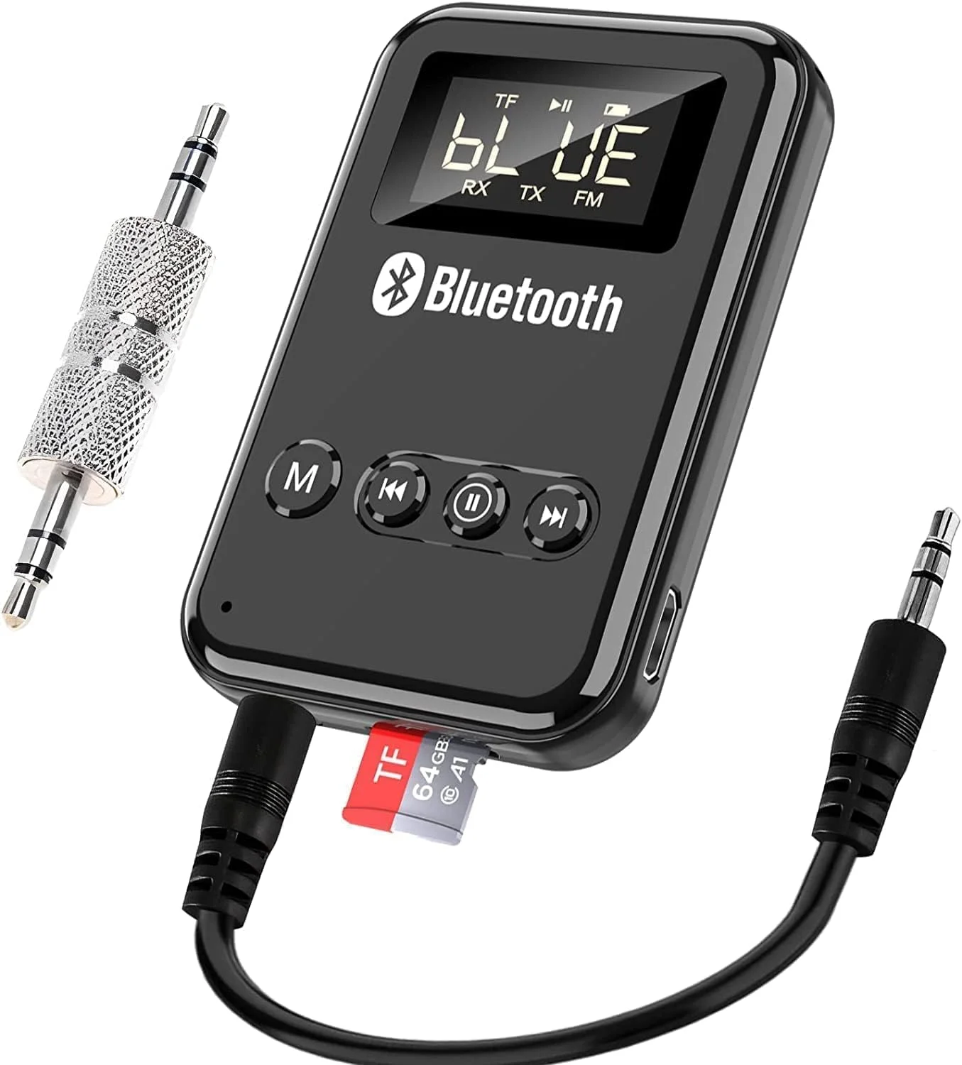 فرستنده بلوتوث NALACAL، گیرنده بلوتوث، با صفحه نمایش LCD، آداپتور بلوتوث صوتی V5.0، برای تلویزیون به هدفون، آداپتور AUX بی سیم 4 در 1، برای تلویزیون/خودرو/رایانه شخصی/سینمای خانگی/بلندگوها/پخش کننده MP3