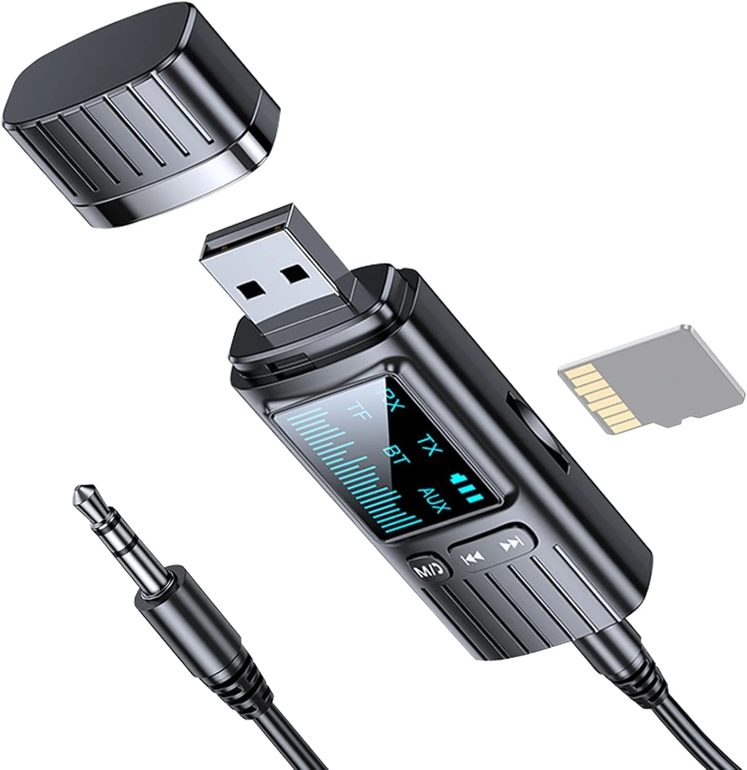 فرستنده گیرنده بلوتوث 5.4 NALACAL، آداپتور صوتی بی سیم مینی قابل حمل با منبع تغذیه USB، با نمایشگر LED AUX 3.5 میلی متری، برای تلویزیون، رایانه شخصی، هدفون، استریو خانگی خودرو