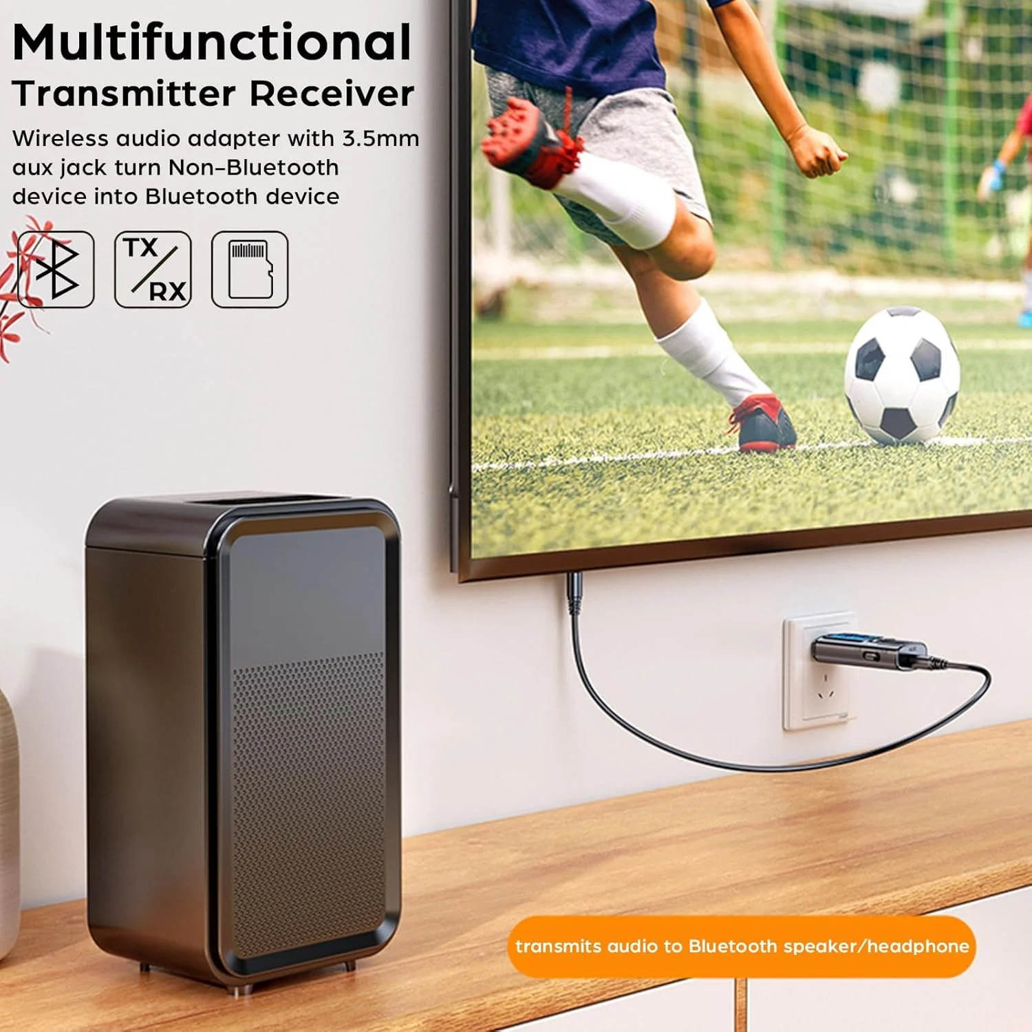 فرستنده گیرنده بلوتوث 5.4 NALACAL، آداپتور صوتی بی سیم مینی قابل حمل با منبع تغذیه USB، با نمایشگر LED AUX 3.5 میلی متری، برای تلویزیون، رایانه شخصی، هدفون، استریو خانگی خودرو