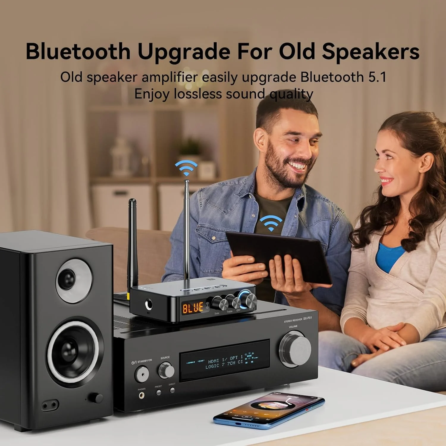 گیرنده بلوتوث 5.1 NALACAL برای استریو خانگی، 4 در 1 (همراه با ریموت کنترل) برای تلویزیون استریو خانگی، آداپتور صوتی بی سیم HiFi با اتصال AUX 3.5 میلی متری، RCA، میکروفون 6.5 میلی متری، رادیو FM، آداپتور صوتی NFC با تاخیر کم