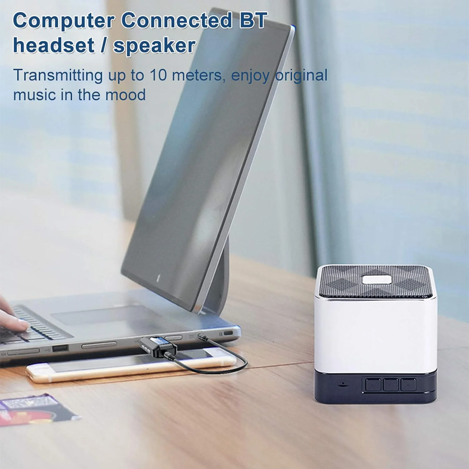 آداپتور صوتی، فرستنده گیرنده USB 5.0 دو در یک با صفحه نمایش LCD استریو AUX 3.5 میلی متری برای رایانه شخصی، تلویزیون، ماشین، هدفون، آداپتور بی سیم