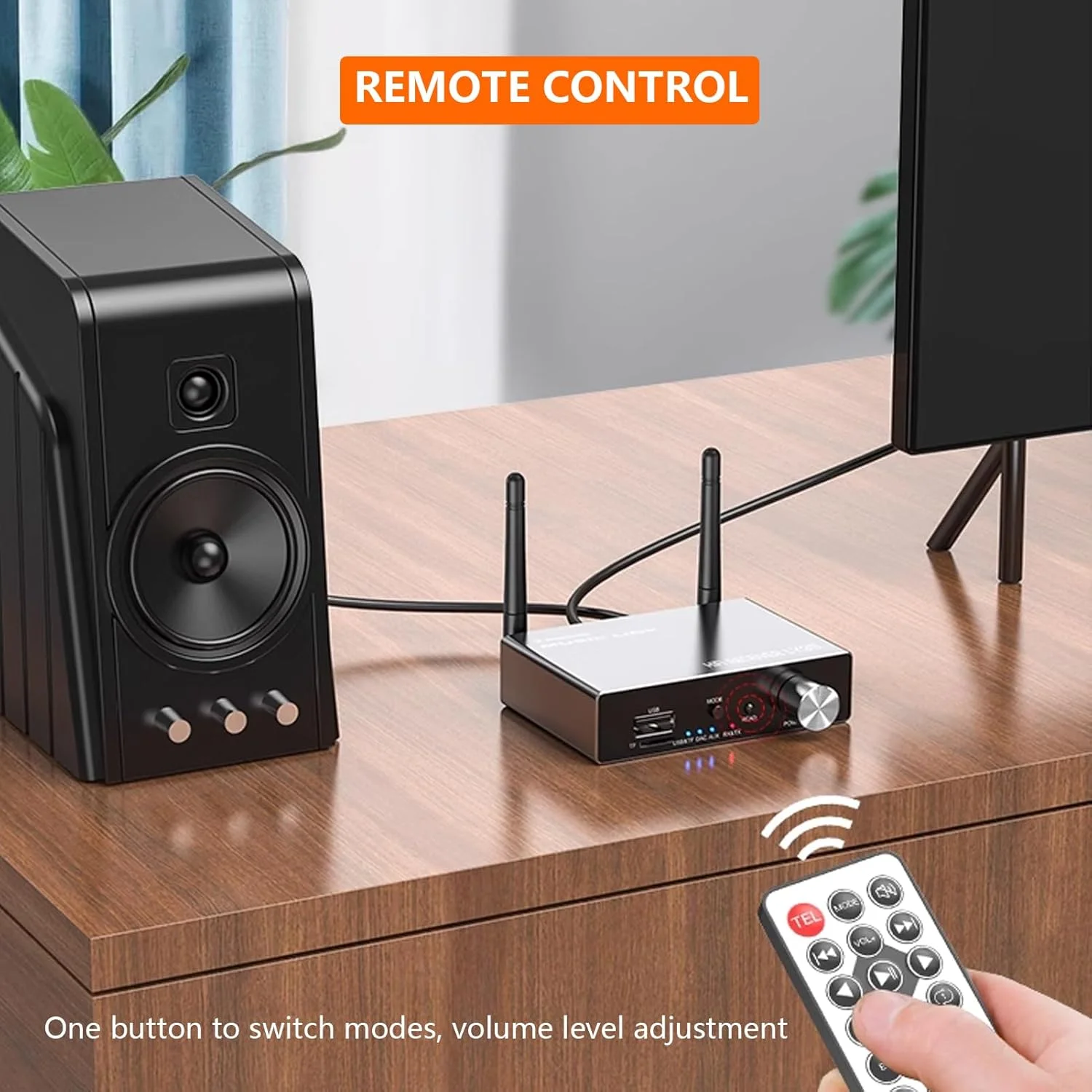 فرستنده گیرنده بلوتوث 5.3 Gugxiom، 2400-2483.5 مگاهرتز ورودی/خروجی 3.5 میلی متری/اپتیکال/کواکسیال/USB/کارت حافظه آداپتور صوتی بی سیم HiFi برای سیستم استریو خانگی، پشتیبانی از پخش دیسک U