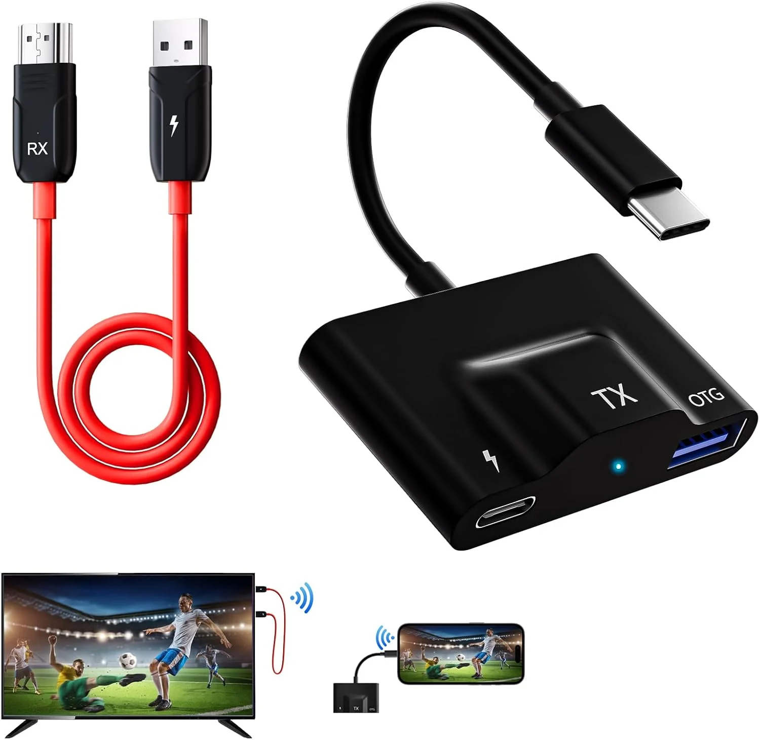 فرستنده و گیرنده HDMI بیسیم DxInvb، توسعه دهنده HDMI بیسیم USB C با قابلیت اتصال آسان، پشتیبانی از برد بلند 30 متری و 2.4/5 گیگاهرتز برای پخش ویدیو/صدا از لپتاپ/کامپیوتر/تلفن هوشمند به تلویزیون/پروژکتور فرستنده و گیرنده HDMI بیسیم DxInvb، توسعه دهنده HDMI بیسیم USB C با قابلیت اتصال آسان، پشتیبانی از برد بلند 30 متری و 2.4/5 گیگاهرتز برای پخش ویدیو/صدا از لپتاپ/کامپیوتر/تلفن هوشمند به تلویزیون/پروژکتور