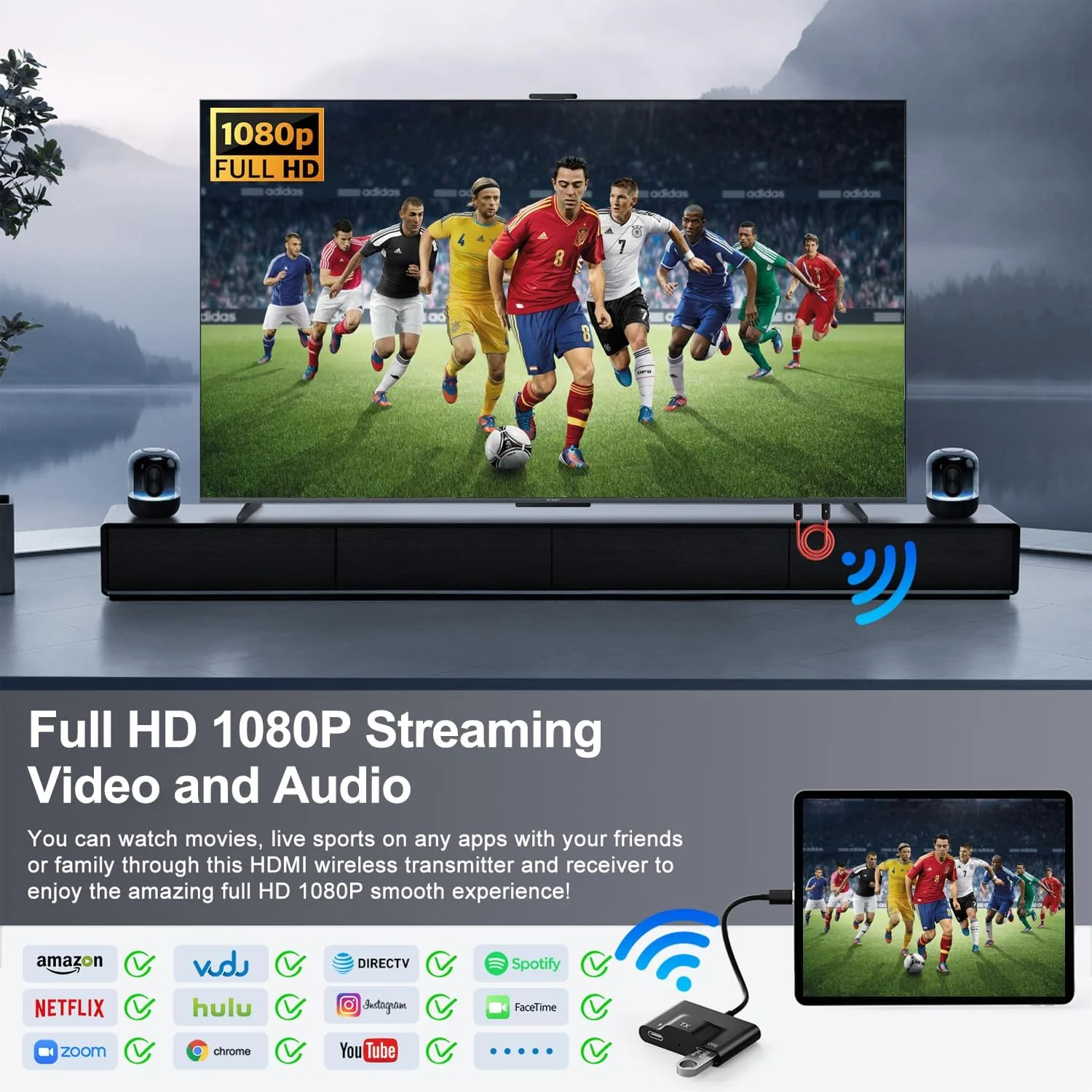 فرستنده و گیرنده HDMI بیسیم DxInvb، توسعه دهنده HDMI بیسیم USB C با قابلیت اتصال آسان، پشتیبانی از برد بلند 30 متری و 2.4/5 گیگاهرتز برای پخش ویدیو/صدا از لپتاپ/کامپیوتر/تلفن هوشمند به تلویزیون/پروژکتور فرستنده و گیرنده HDMI بیسیم DxInvb، توسعه دهنده HDMI بیسیم USB C با قابلیت اتصال آسان، پشتیبانی از برد بلند 30 متری و 2.4/5 گیگاهرتز برای پخش ویدیو/صدا از لپتاپ/کامپیوتر/تلفن هوشمند به تلویزیون/پروژکتور