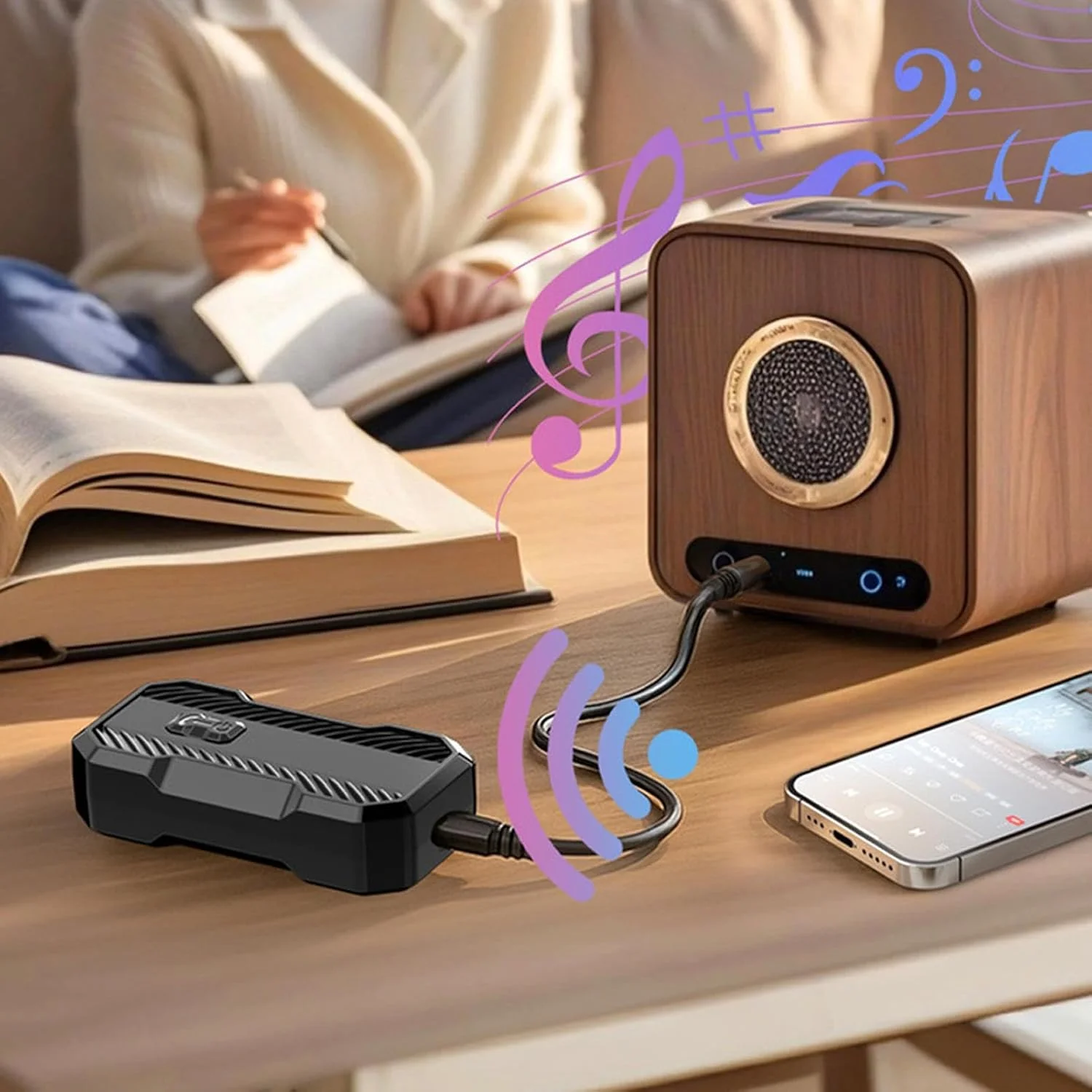 فرستنده و گیرنده صوتی | فرستنده 2 در 1، آداپتور هدفون سیمی، برای مسافرت با ماشین، استریو خانگی، بلندگو، هدفون سیمی