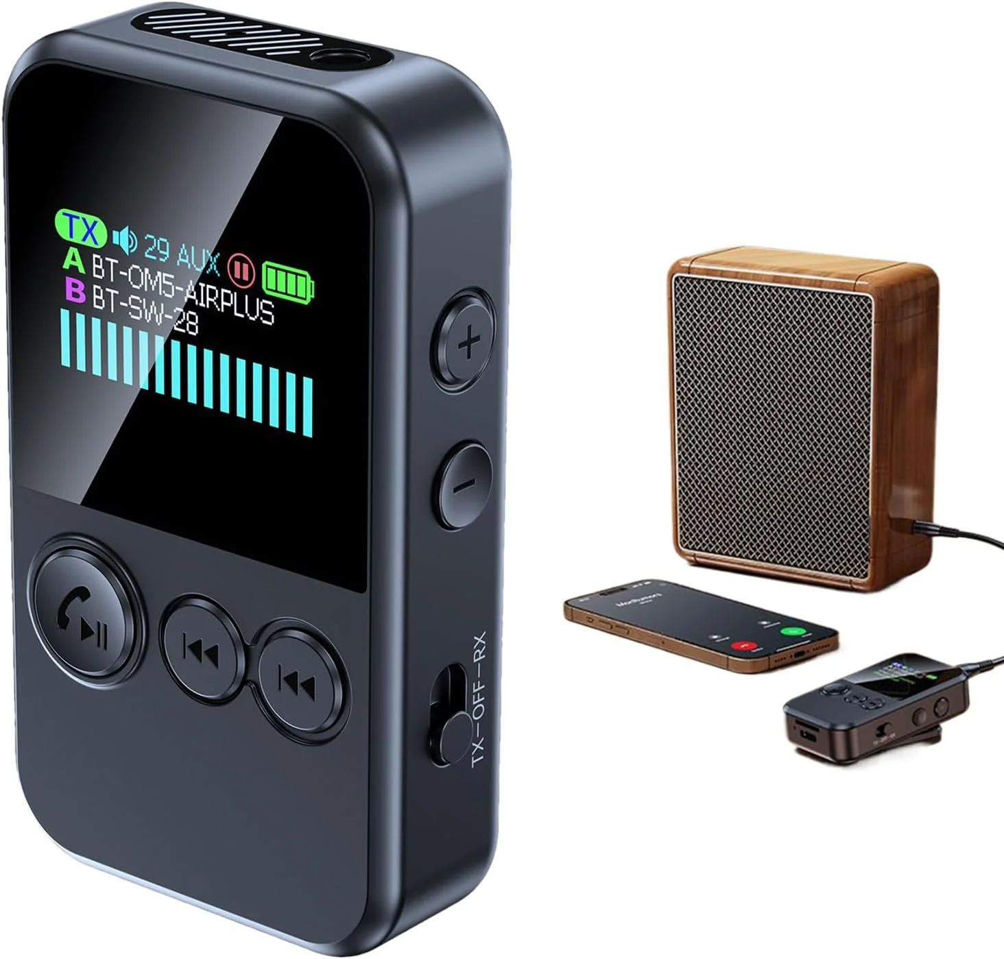 پخش کننده موسیقی دیجیتال، مبدل HD با صفحه نمایش رنگی، فرستنده و گیرنده بی سیم | برای بلندگو، استریو ماشین، مسافرت در فضای باز، کار، تبلت، هدست، تلفن همراه، کودکان، مردان، زنان پخش کننده موسیقی دیجیتال، مبدل HD با صفحه نمایش رنگی، فرستنده و گیرنده بی سیم | برای بلندگو، استریو ماشین، مسافرت در فضای باز، کار، تبلت، هدست، تلفن همراه، کودکان، مردان، زنان