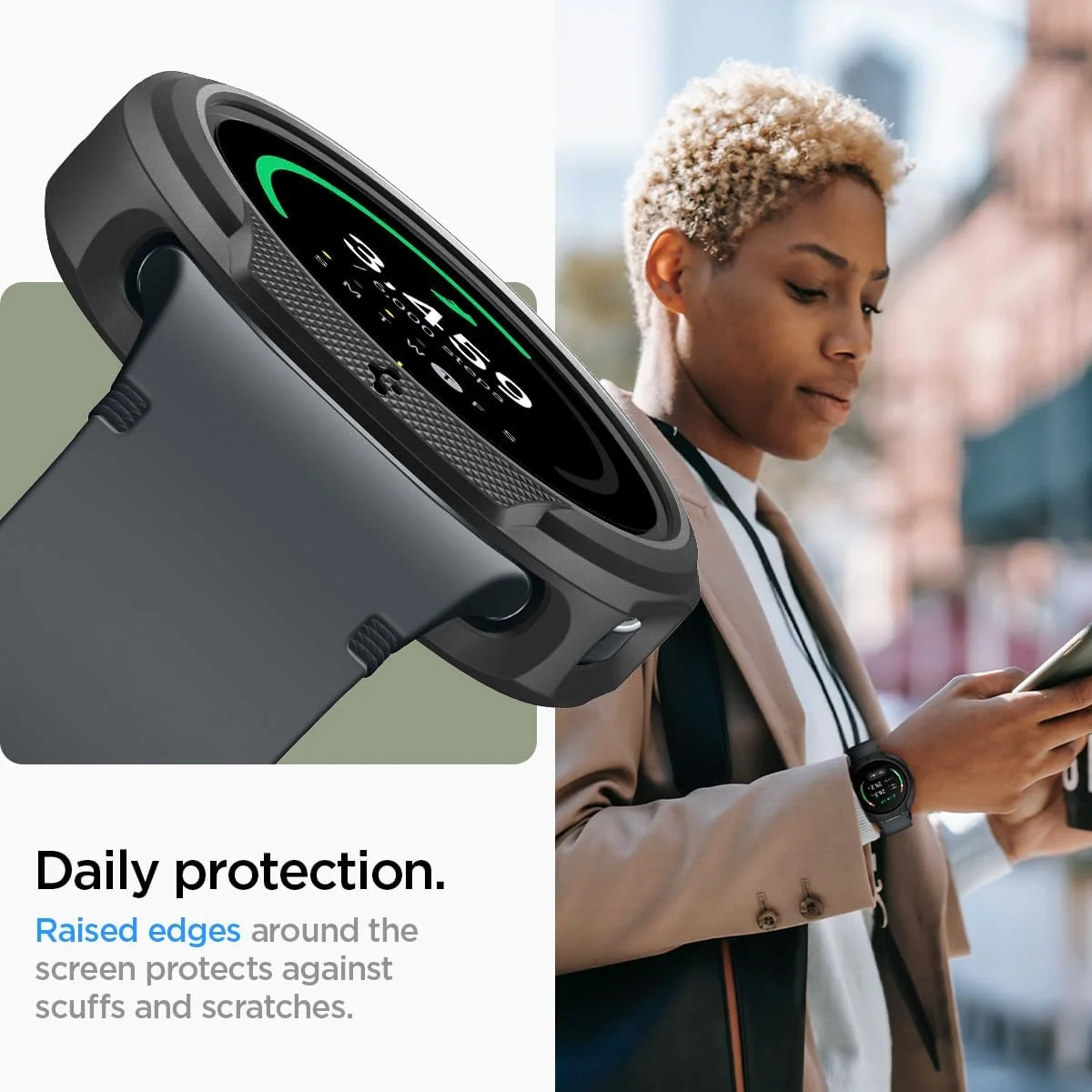 کاور TPU سبک وزن و منعطف Spigen Liquid Air برای ساعت هوشمند سامسونگ گلکسی واچ 8 سایز 44 میلی‌متر (2025) - مشکی مات