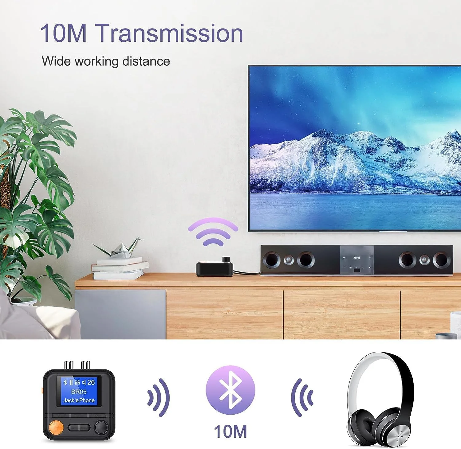 فرستنده گیرنده بلوتوث، آداپتور صوتی بلوتوث با نمایشگر، پخش موسیقی بی سیم برای تلویزیون، هدفون، سیستم های صوتی فرستنده گیرنده بلوتوث، آداپتور صوتی بلوتوث با نمایشگر، پخش موسیقی بی سیم برای تلویزیون، هدفون، سیستم های صوتی