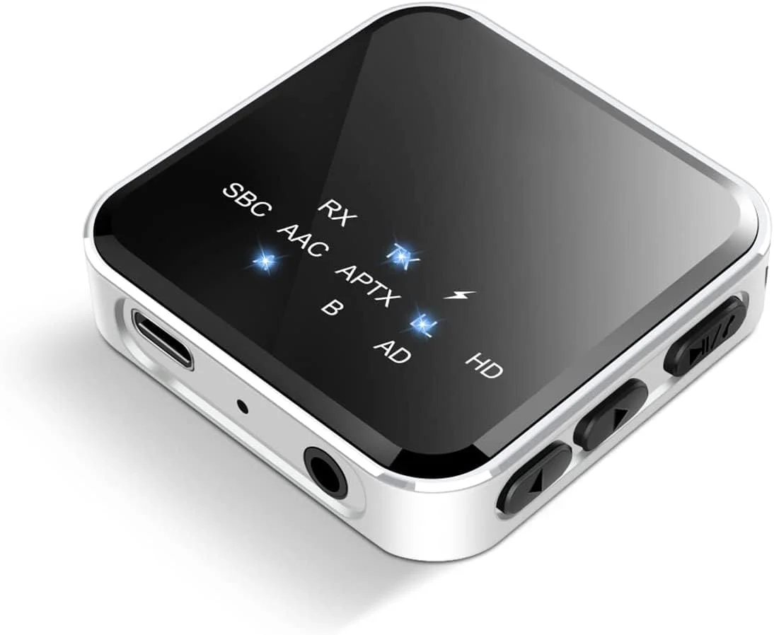 فرستنده گیرنده بلوتوث 5.2 برای اتصال تلویزیون به هدفون/بلندگوهای بی سیم، آداپتور صوتی AUX 3.5 میلی متری بی سیم APTX Adaptive/HD/Low Latency برای کامپیوتر، خودرو، باشگاه، سیستم استریو خانگی، 15 ساعت پخش فرستنده گیرنده بلوتوث 5.2 برای اتصال تلویزیون به هدفون/بلندگوهای بی سیم، آداپتور صوتی AUX 3.5 میلی متری بی سیم APTX Adaptive/HD/Low Latency برای کامپیوتر، خودرو، باشگاه، سیستم استریو خانگی، 15 ساعت پخش