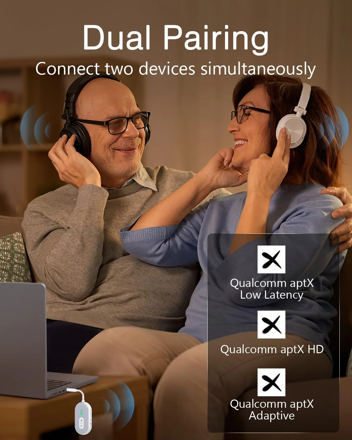 فرستنده گیرنده بلوتوث، آداپتور بلوتوث 5.3 هواپیما، کیت صوتی بی سیم AUX 3.5 میلی متری با aptX Adaptive، تأخیر کم، اتصال دوگانه برای تلویزیون، هواپیمایی، ماشین، هدفون، استریو خانگی فرستنده گیرنده بلوتوث، آداپتور بلوتوث 5.3 هواپیما، کیت صوتی بی سیم AUX 3.5 میلی متری با aptX Adaptive، تأخیر کم، اتصال دوگانه برای تلویزیون، هواپیمایی، ماشین، هدفون، استریو خانگی