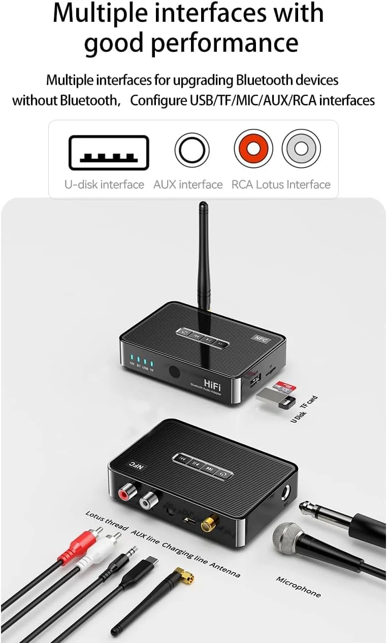 گیرنده و آداپتور بلوتوث 5.1 برای سیستم صوتی پخش موسیقی HiFi - استریو بی سیم AUX RCA برای تلفن های هوشمند، تبلت ها و بلندگوها گیرنده و آداپتور بلوتوث 5.1 برای سیستم صوتی پخش موسیقی HiFi - استریو بی سیم AUX RCA برای تلفن های هوشمند، تبلت ها و بلندگوها