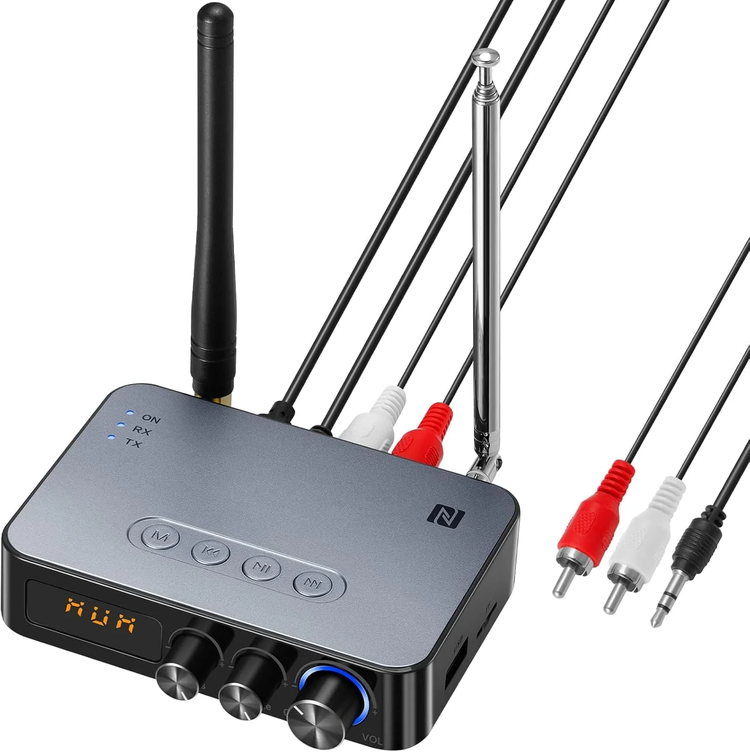 فرستنده گیرنده آداپتور صوتی بلوتوث - گیرنده بلوتوث 5.1 برای بلندگوهای سیمی یا سیستم استریو پخش موسیقی خانگی برای آداپتور صوتی بی سیم گیرنده با RCA AUX 3.5mm با تأخیر کم فرستنده گیرنده آداپتور صوتی بلوتوث - گیرنده بلوتوث 5.1 برای بلندگوهای سیمی یا سیستم استریو پخش موسیقی خانگی برای آداپتور صوتی بی سیم گیرنده با RCA AUX 3.5mm با تأخیر کم