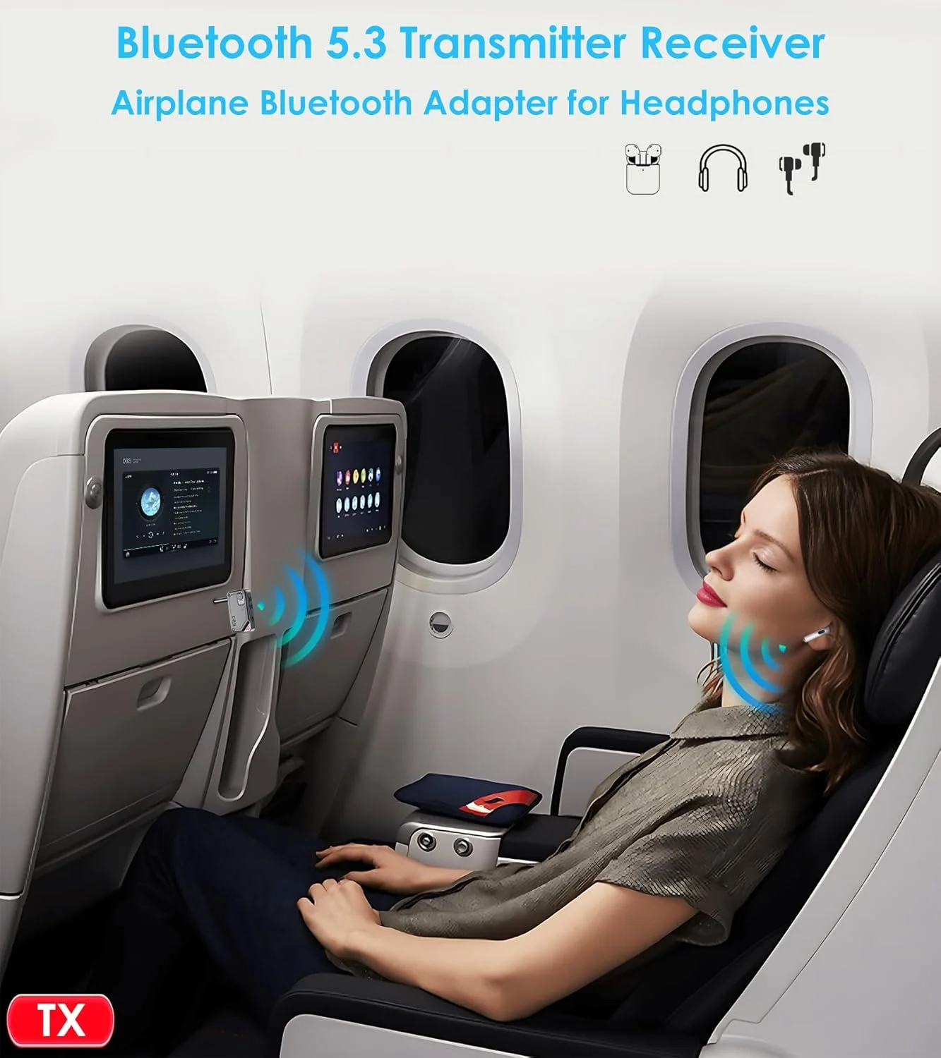 آداپتور بلوتوث هواپیما برای هدفون های AirPods، فرستنده بلوتوث برای تلویزیون/کامپیوتر/باشگاه، گیرنده صوتی 3.5 میلی متری برای استریو خانگی/بلندگوی قدیمی/تماس هندزفری خودرو، فرستنده گیرنده بی سیم KAIY 2 در 1 آداپتور بلوتوث هواپیما برای هدفون های AirPods، فرستنده بلوتوث برای تلویزیون/کامپیوتر/باشگاه، گیرنده صوتی 3.5 میلی متری برای استریو خانگی/بلندگوی قدیمی/تماس هندزفری خودرو، فرستنده گیرنده بی سیم KAIY 2 در 1