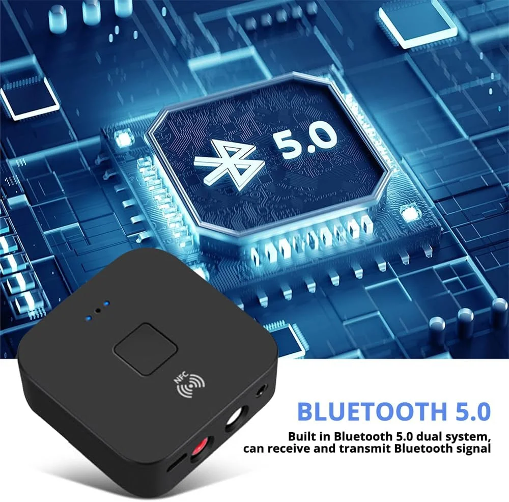 گیرنده بلوتوث 5.0 برای استریو خانگی و خودرو - RCA، AUX 3.5 میلیمتری، آداپتور صوتی بیسیم NFC، توسعهدهنده (مشکی) گیرنده بلوتوث 5.0 برای استریو خانگی و خودرو - RCA، AUX 3.5 میلیمتری، آداپتور صوتی بیسیم NFC، توسعهدهنده (مشکی)