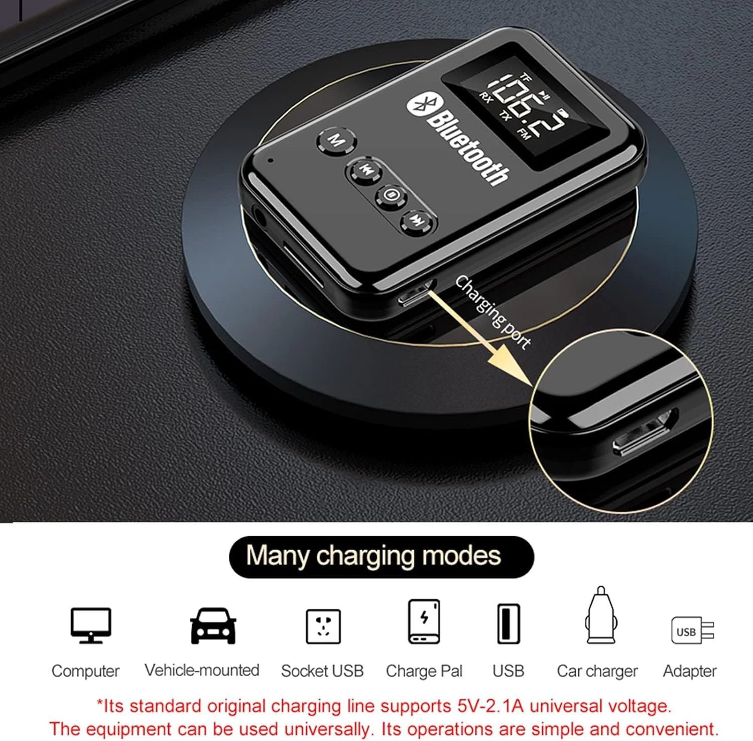 آداپتور بلوتوث 5.0 فرستنده گیرنده آزون، 2 در 1، با نمایشگر LED، برای تلویزیون/کامپیوتر/بلندگو سیمی/هدفون/تماس هندزفری خودرو، AUX، فرستنده FM، پخش کارت TF