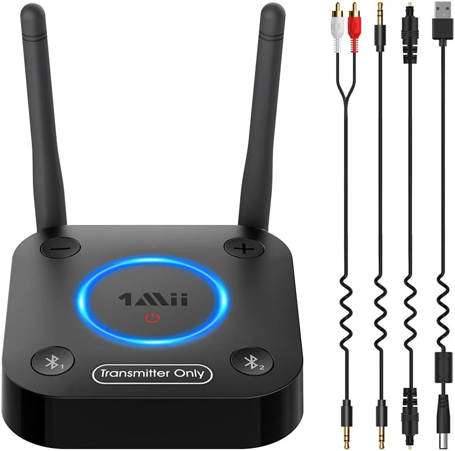 فرستنده بلوتوث 5.0 1Mii B06TX برای تلویزیون به هدفون/اسپیکر بیسیم، آداپتور بلوتوث برای تلویزیون با کنترل صدا، ورودیهای صوتی AUX/RCA/Optical/Coaxial، اتصال آسان، aptX Low Latency & HD فرستنده بلوتوث 5.0 1Mii B06TX برای تلویزیون به هدفون/اسپیکر بیسیم، آداپتور بلوتوث برای تلویزیون با کنترل صدا، ورودیهای صوتی AUX/RCA/Optical/Coaxial، اتصال آسان، aptX Low Latency & HD