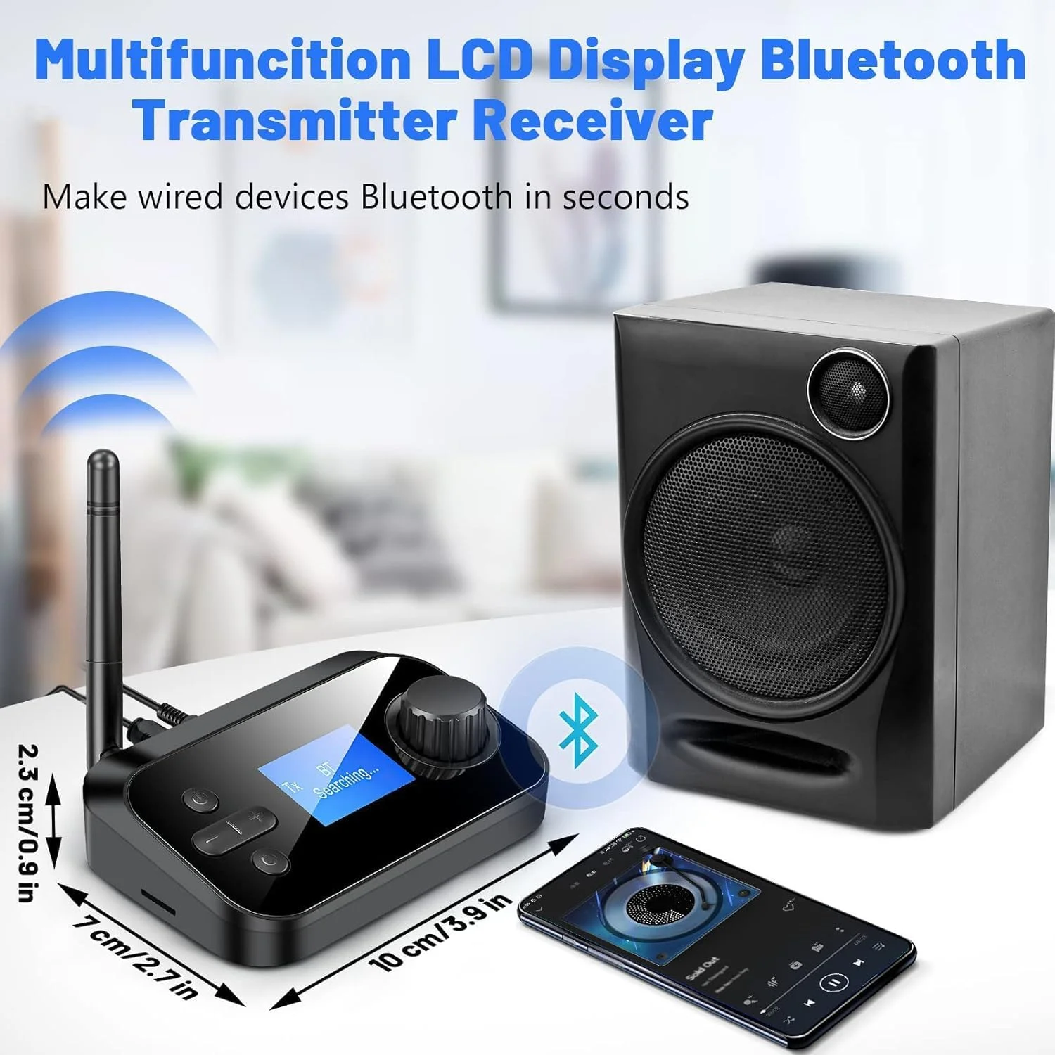 فرستنده گیرنده بلوتوثی atdaraz BT 5.0، آداپتور بلوتوث 2 در 1 با نمایشگر برای هدفون، آداپتور صوتی بی سیم برای سیستم تلویزیون، لپ تاپ، بلندگو (گیرنده بی سیم بلوتوثی 5.3 با نمایشگر)