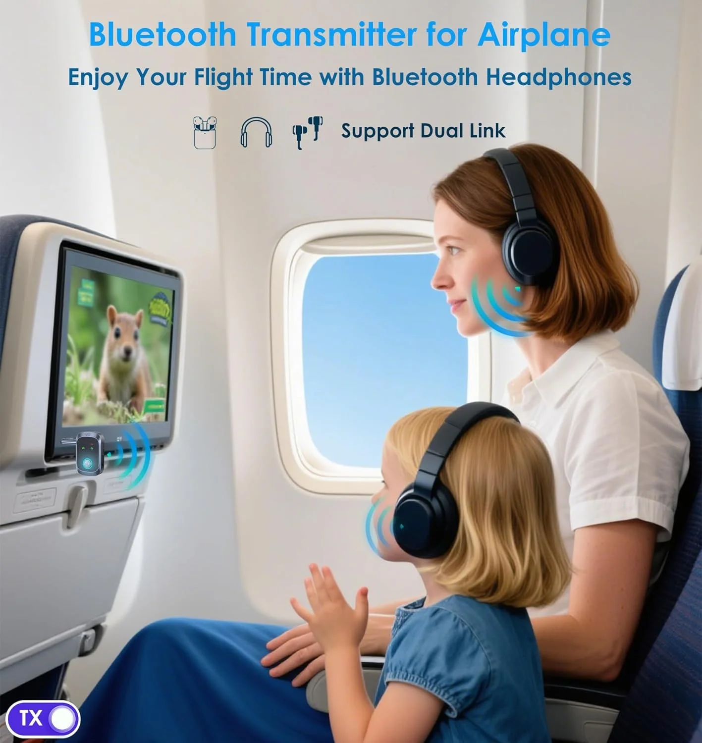 آداپتور بلوتوث هواپیما برای 2 هدفون AirPods یا دستگاه های BT، فرستنده بلوتوث برای تلویزیون با تاخیر کم اتصال دوگانه، آداپتور گیرنده AUX بی سیم برای بلندگوها/استریو ماشین آداپتور بلوتوث هواپیما برای 2 هدفون AirPods یا دستگاه های BT، فرستنده بلوتوث برای تلویزیون با تاخیر کم اتصال دوگانه، آداپتور گیرنده AUX بی سیم برای بلندگوها/استریو ماشین