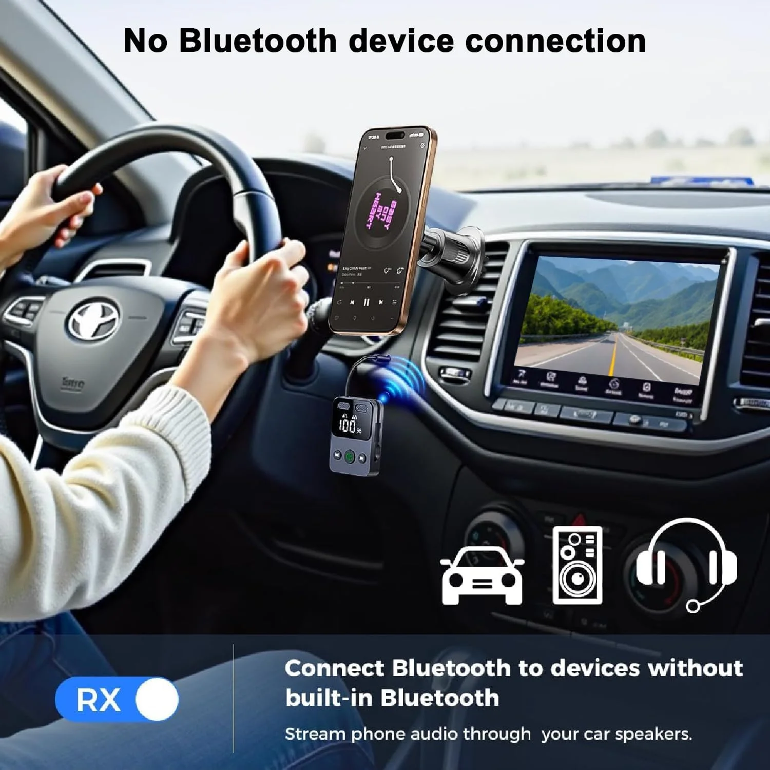 فرستنده گیرنده بلوتوث 5.3 Angju برای هواپیما، آداپتور بلوتوث بی سیم جفت سازی دوگانه سازگار با 2 هدفون AirPods با مانیتور، AUX 3.5 میلی متری سازگار با تلویزیون، استریو ماشین، باشگاه و بلندگوها