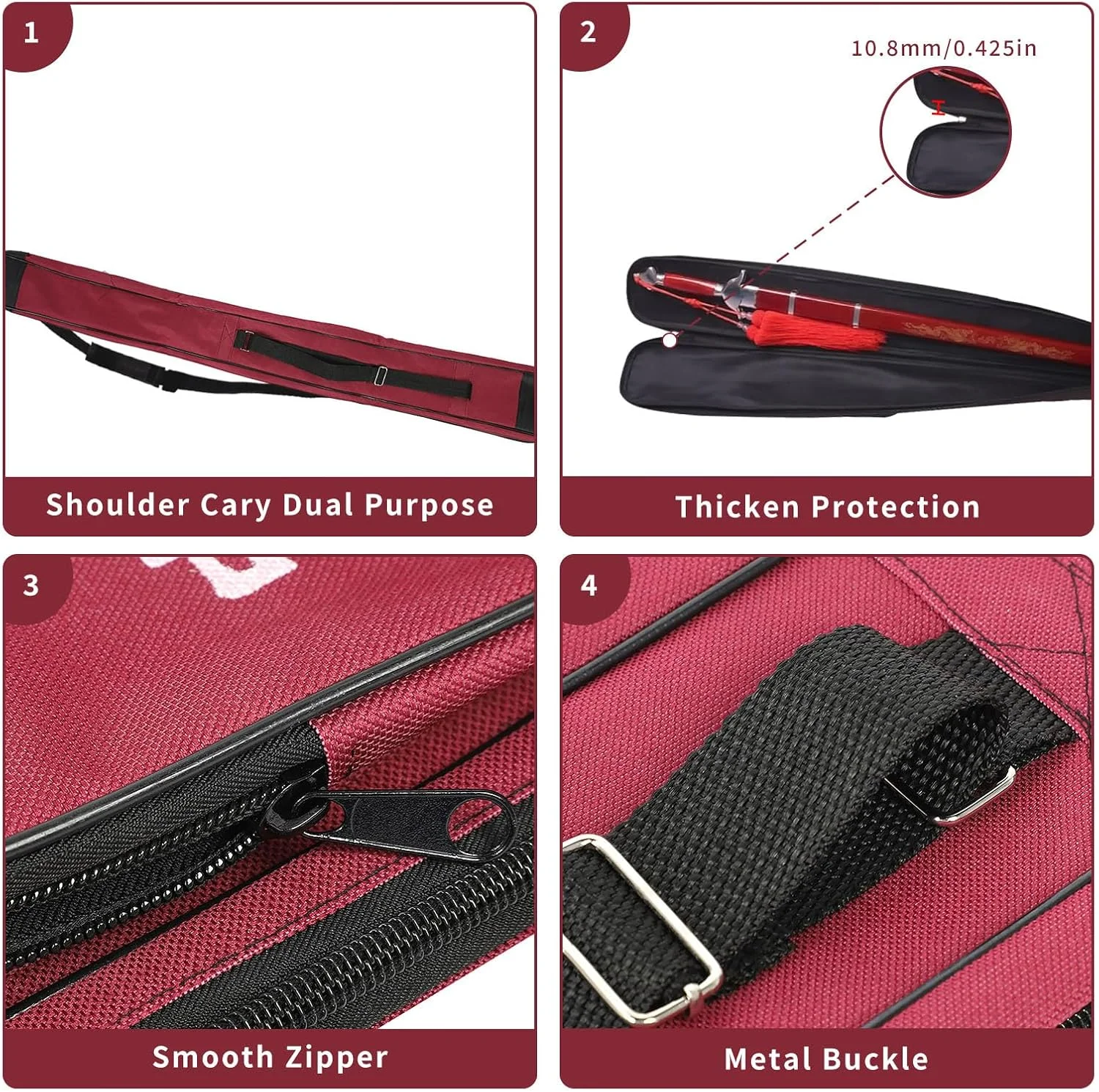 کیف شمشیر، غلاف شمشیر، کیف حمل شمشیر، جعبه شمشیر سامورایی با بند شانه ای برای نقش آفرینی، هالووین، کیف محافظ شمشیر برای کونگ فو