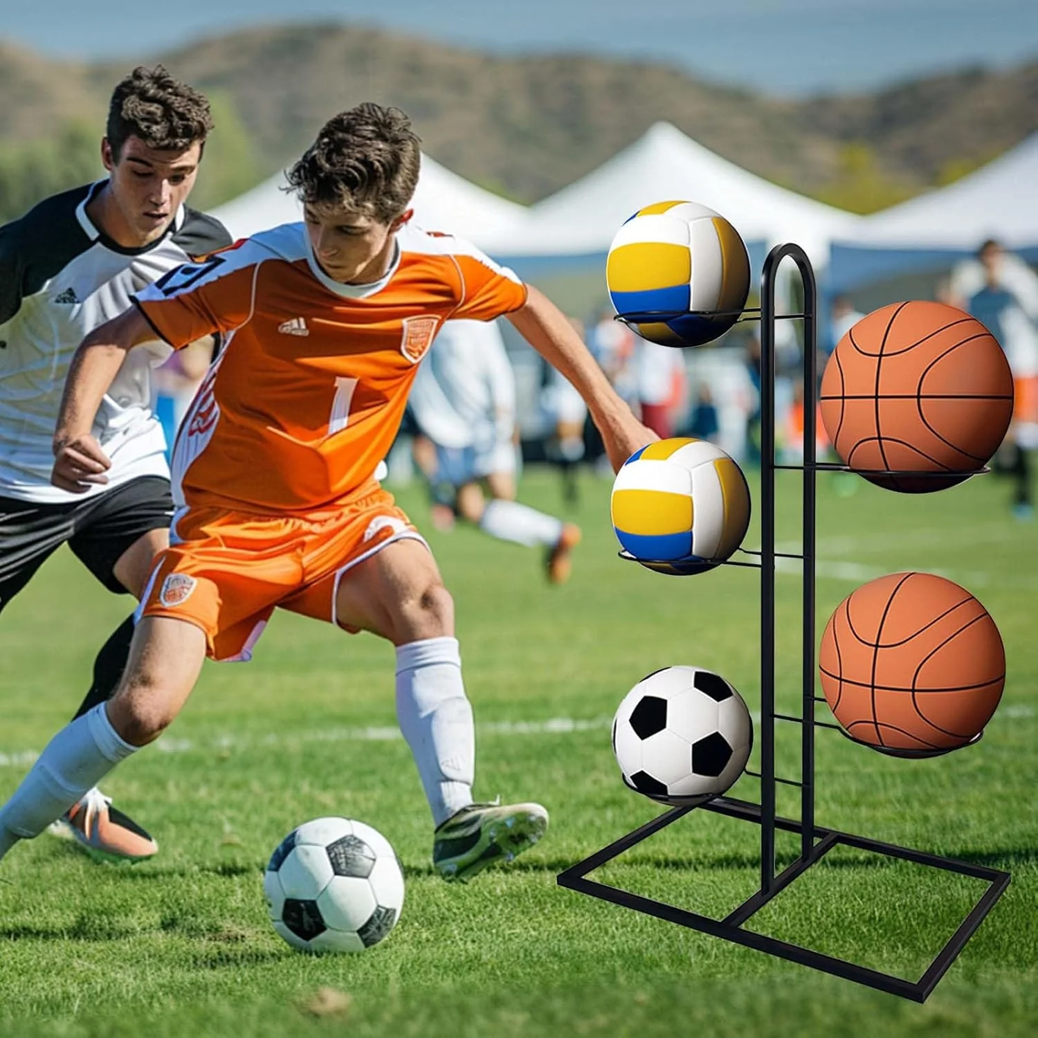 قفسه نگهداری توپ Mikihat، قفسه عمودی متحرک توپ، پایه فوتبال، نگهدارنده چند لایه توپ ورزشی از جنس فولاد کربنی، سازمان دهنده گاراژ برای تجهیزات ورزشی، مناسب برای والیبال و فوتبال قفسه نگهداری توپ Mikihat، قفسه عمودی متحرک توپ، پایه فوتبال، نگهدارنده چند لایه توپ ورزشی از جنس فولاد کربنی، سازمان دهنده گاراژ برای تجهیزات ورزشی، مناسب برای والیبال و فوتبال