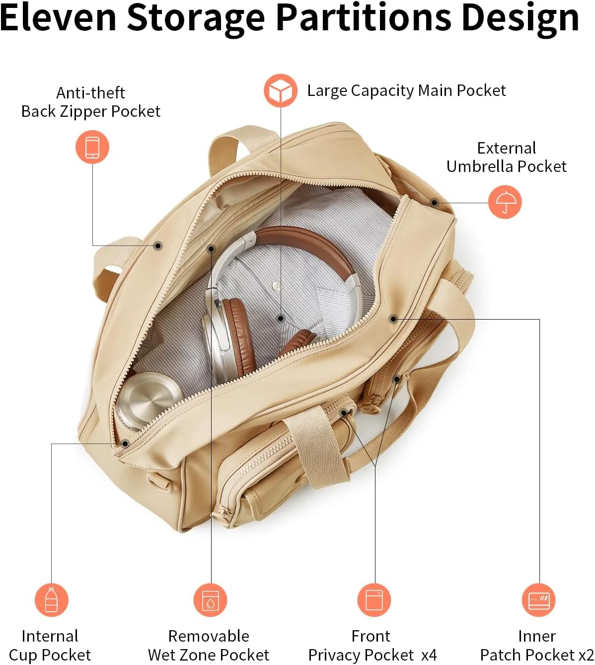 کیف ورزشی آجِی، خاکی، ۴۴x۲۱x۲۵ سانتی‌متر (۲۲ لیتر)